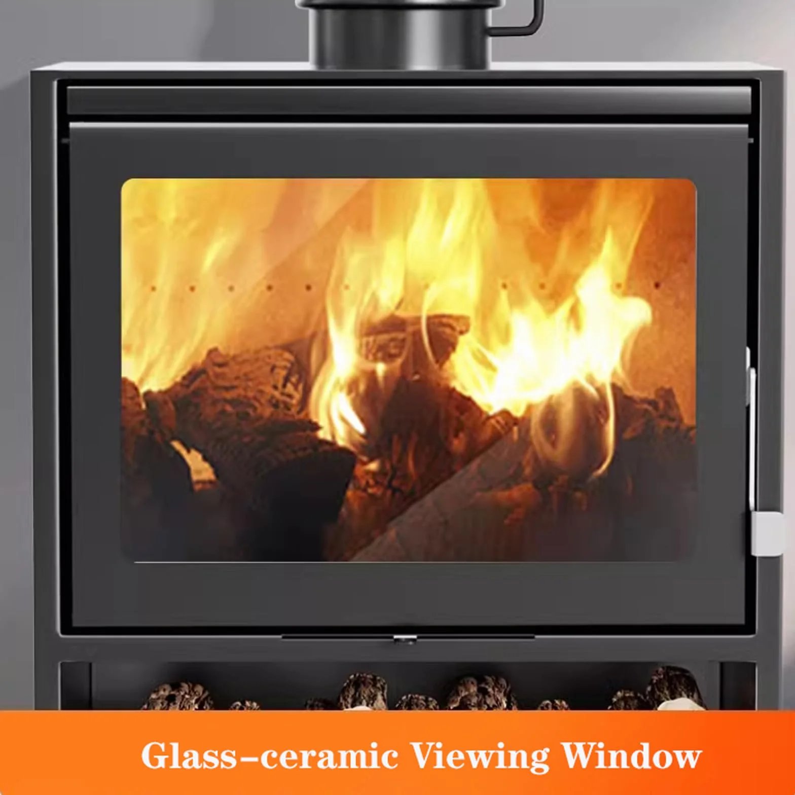Poêle à Bois 15KW en Fonte Multi-combustibles éco-Conception 60 x 49 x 85 cm
