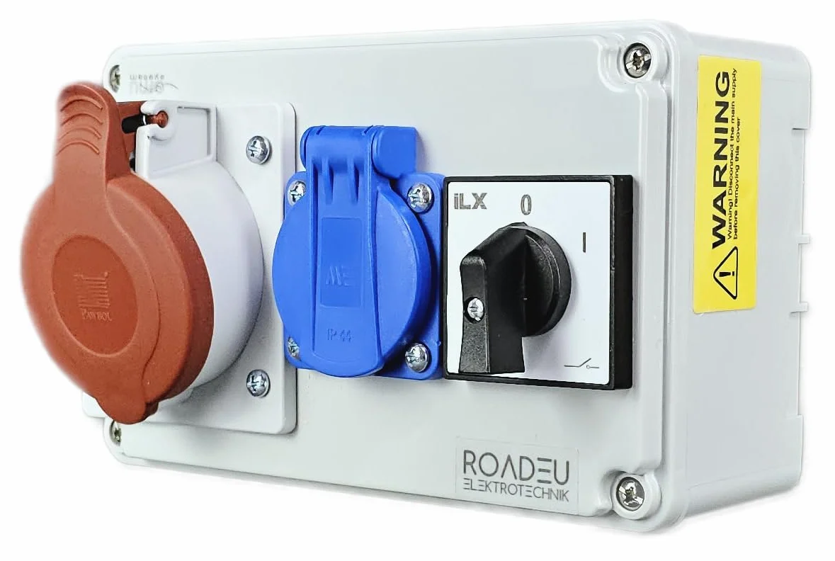 RoadEu Coffret de chantier CEE 16A Répartiteur de prise IP44 interrupteur principal