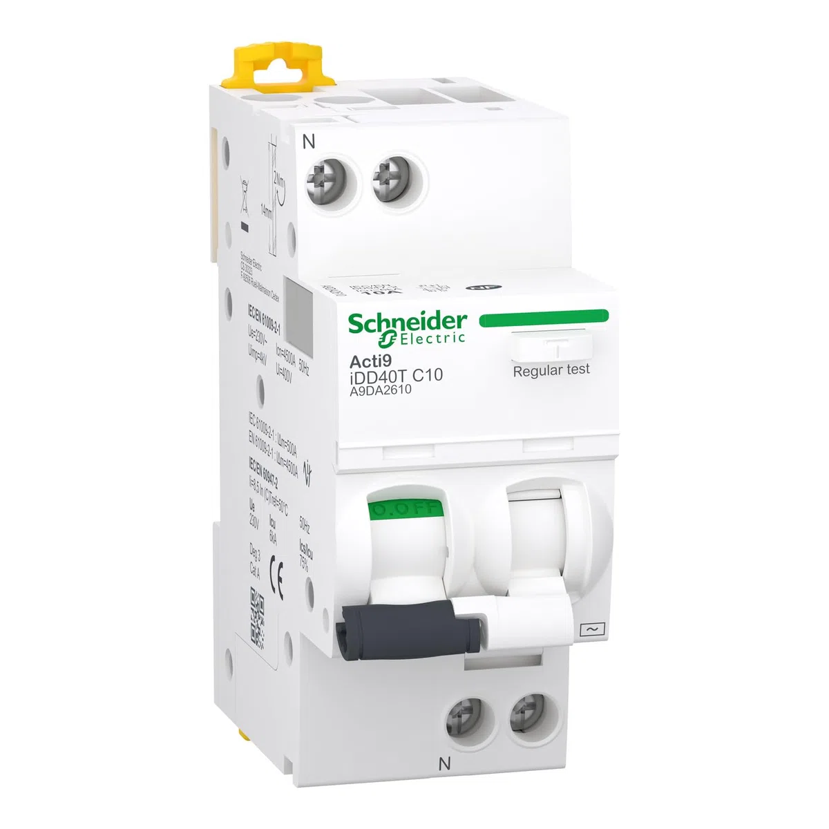 Schneider Electric Acti9 iDD40T disjoncteur différentiel départ 1PN C 10A 6kA 30mA type AC A9DA2610