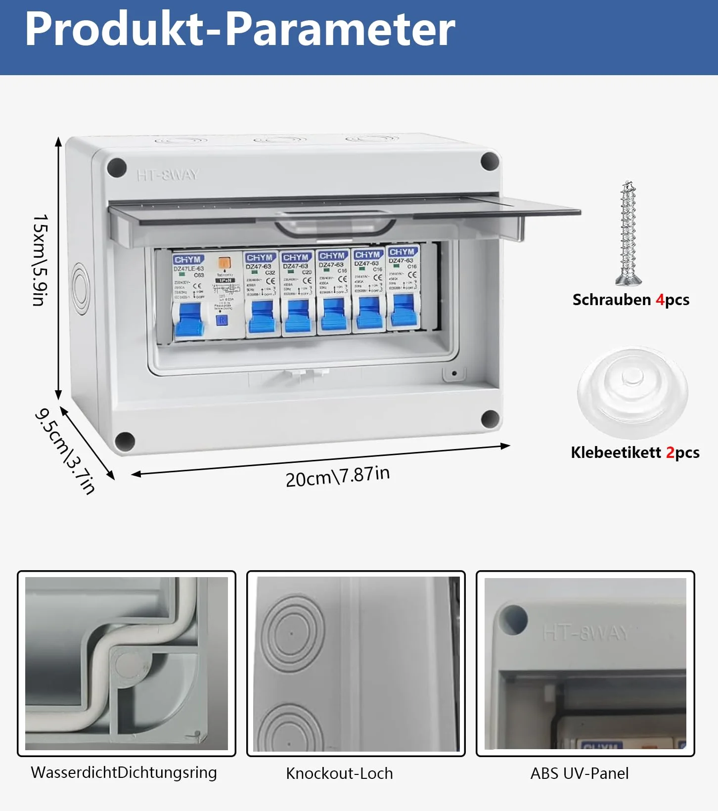 Boîte Coffret Électrique Étanche IP65 63A 1 Rangée pour Garage Bureau