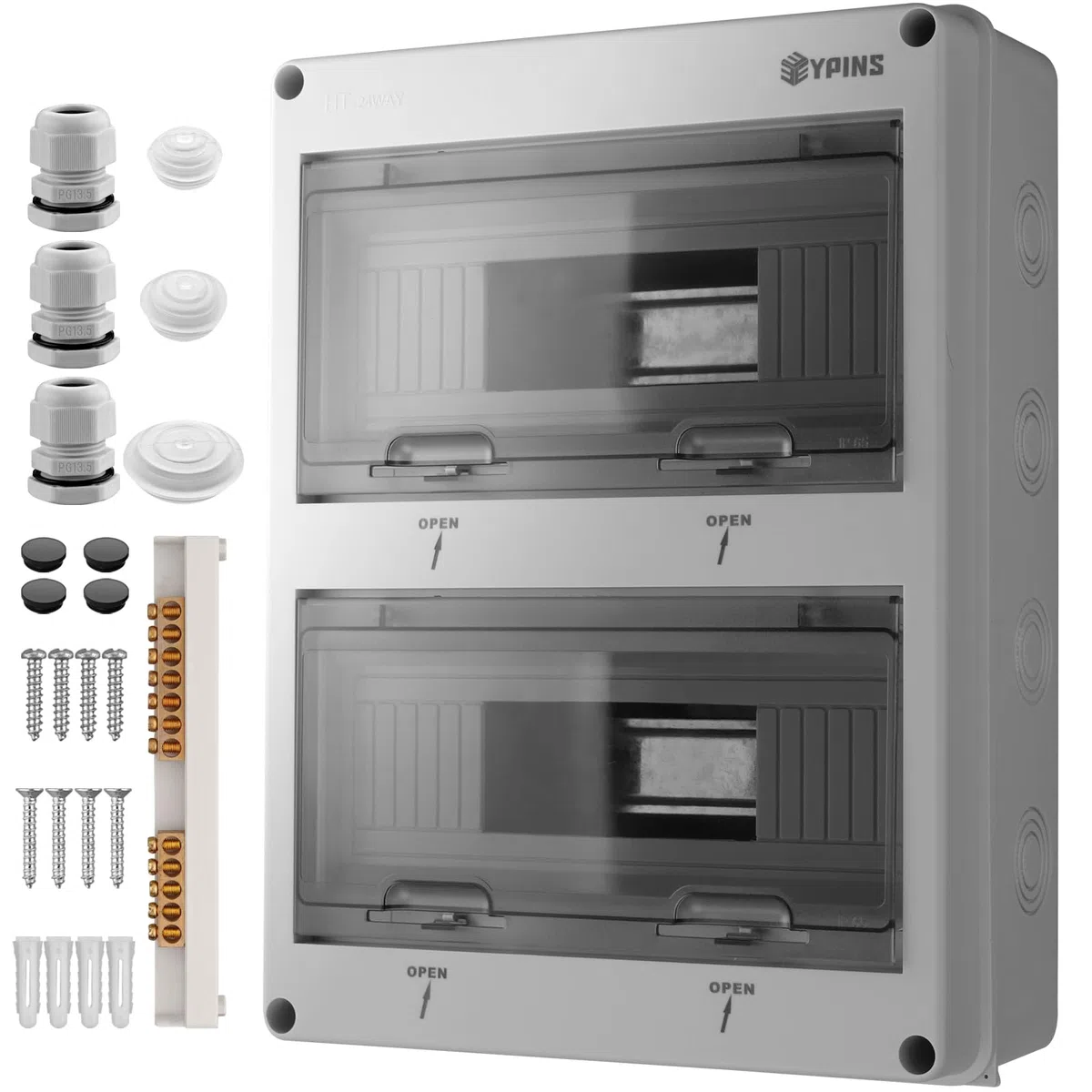 EYPINS Boîtier Électrique Extérieur IP65 24 Modules Coffret Électrique Étanche avec Porte Transparente