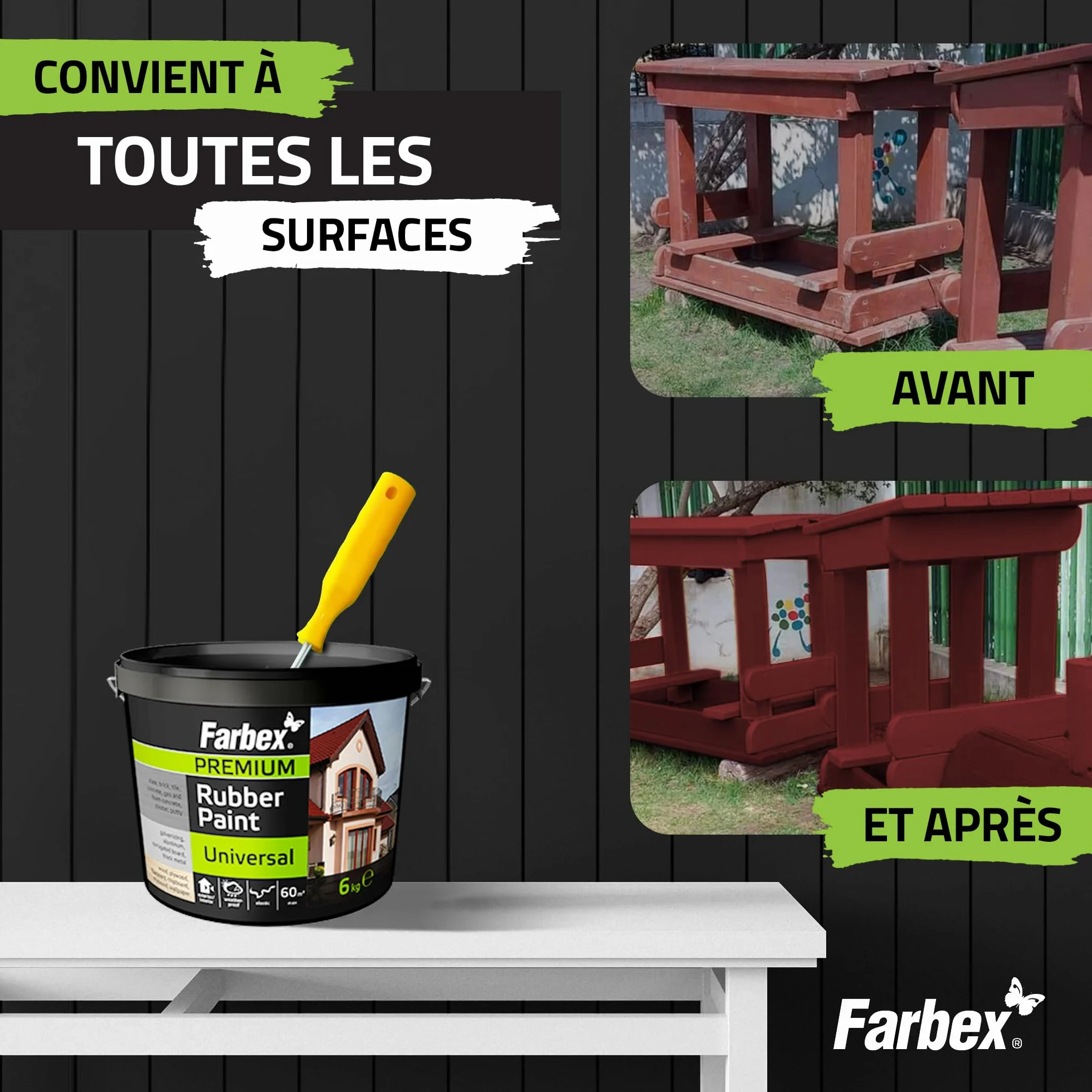 FARBEX Peinture Caoutchouc Liquide Étanche 1,2 kg Beige Revêtement Élastique Toiture Terrasse Balcon