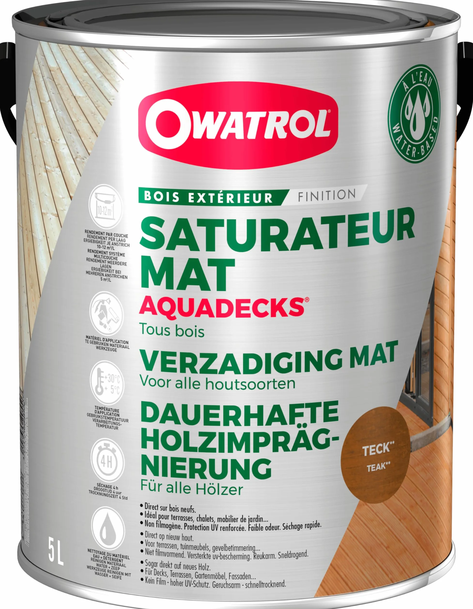 OWATROL AQUADECKS Saturateur Mat Bois Extérieur 5L
