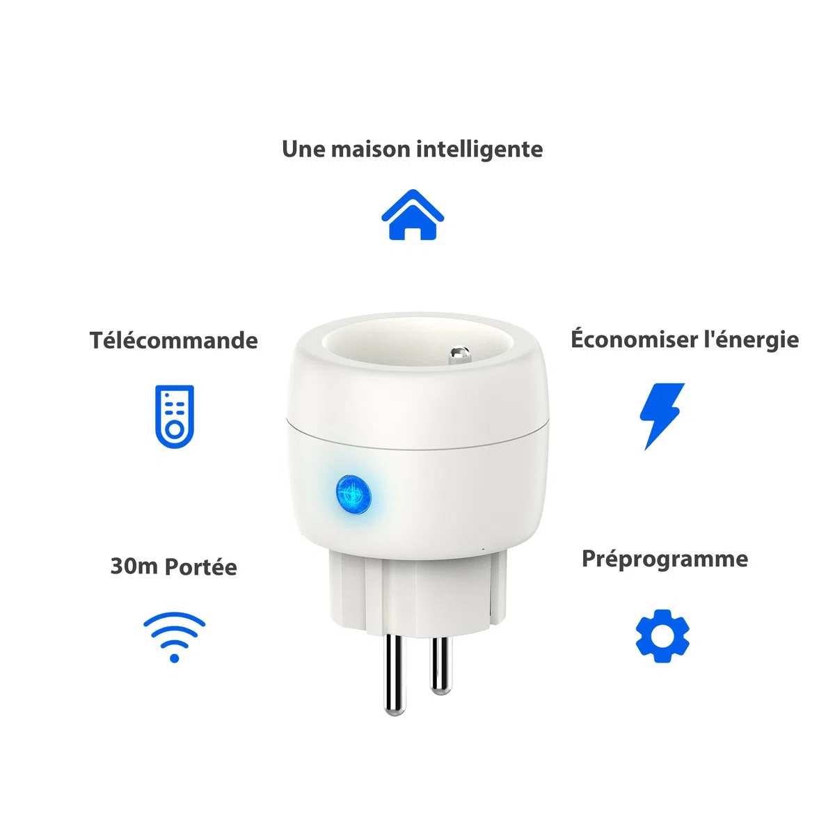 Prise Connectée sans fil 2300W 30m avec 2 Télécommandes, Certifié TÜV Süd