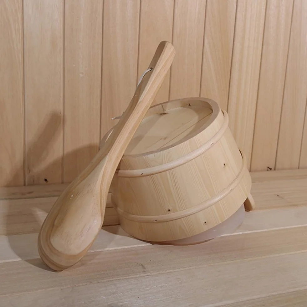 Kit de Sauna en Bois avec Seau et Louche, Accessoire de Sauna Essentiel pour Hammam