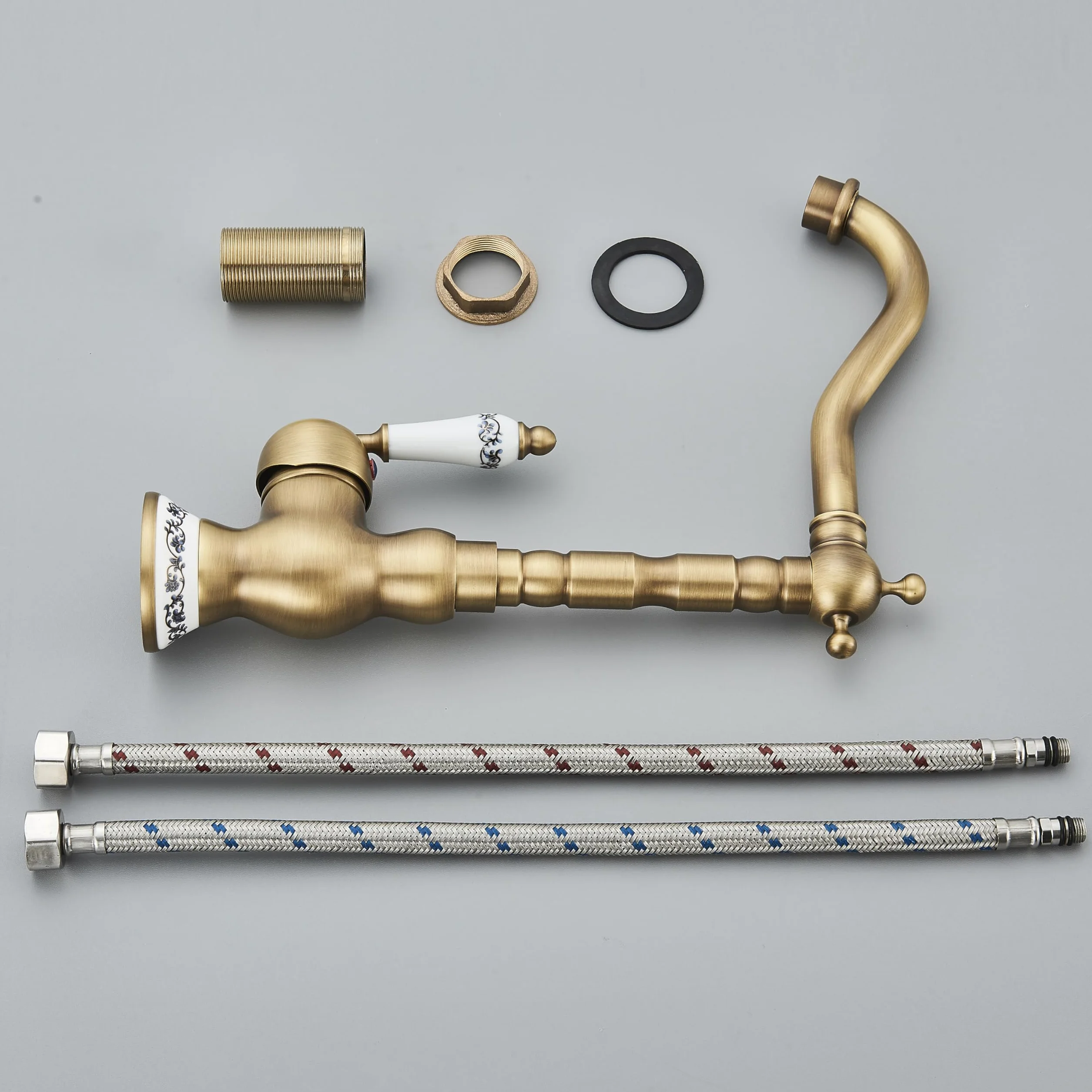 Robinet Mitigeur Cuisine Salle de Bains Cuivre Antique Levier Unique Bec Pivotant Style Rétro