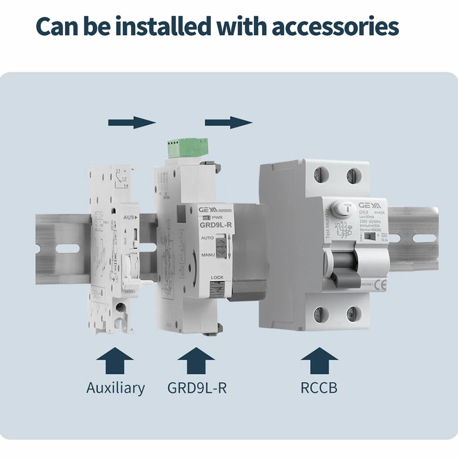 GEYA Réenclencheur automatique RCCB RCD ELCB A type 2P 40A 30mA AC220V