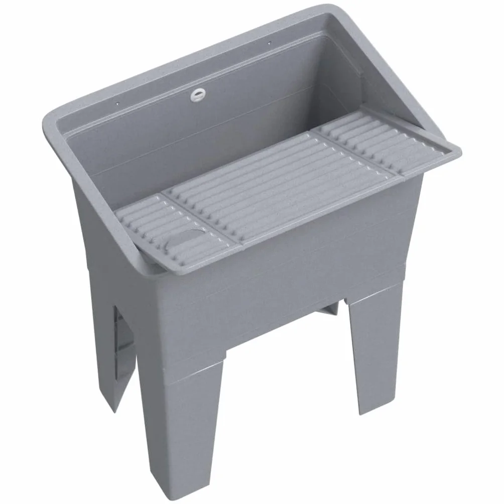 vidaXL Bac à Linge Gris 59x41x75 cm Résine, Évier Utilitaire Autoportant