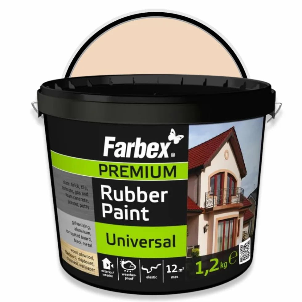 FARBEX Peinture Caoutchouc Liquide Étanche 1,2 kg Beige Revêtement Élastique Toiture Terrasse Balcon