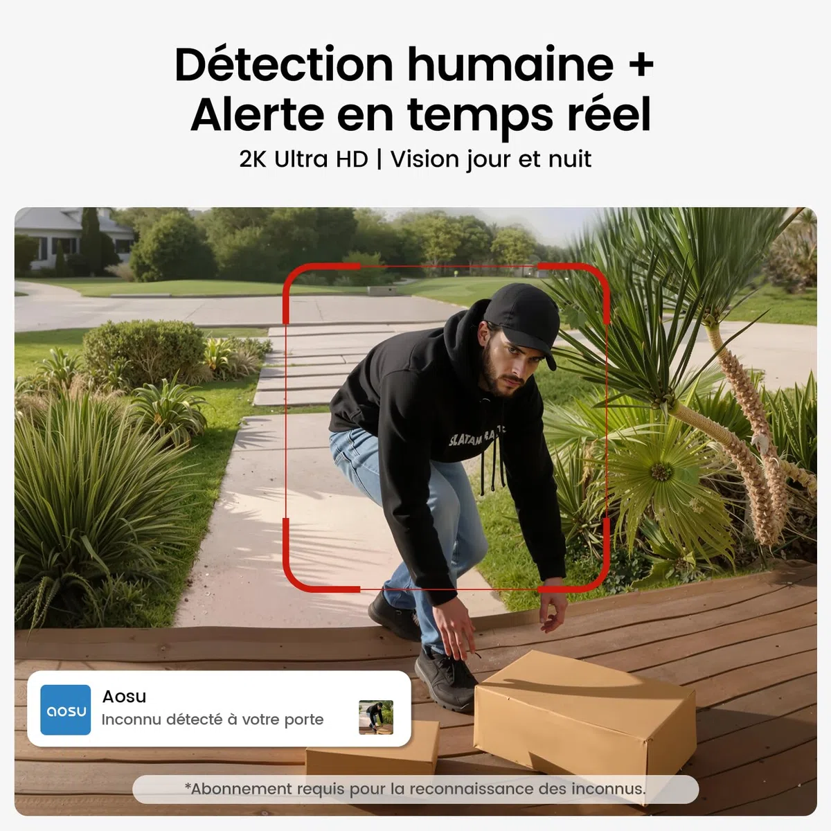 aosu Sonnette sans Fil avec Camera 2K HD 166° WiFi Exterieur Etanche Détection de Personnes Audio Bidirectionnel Alexa Intégré