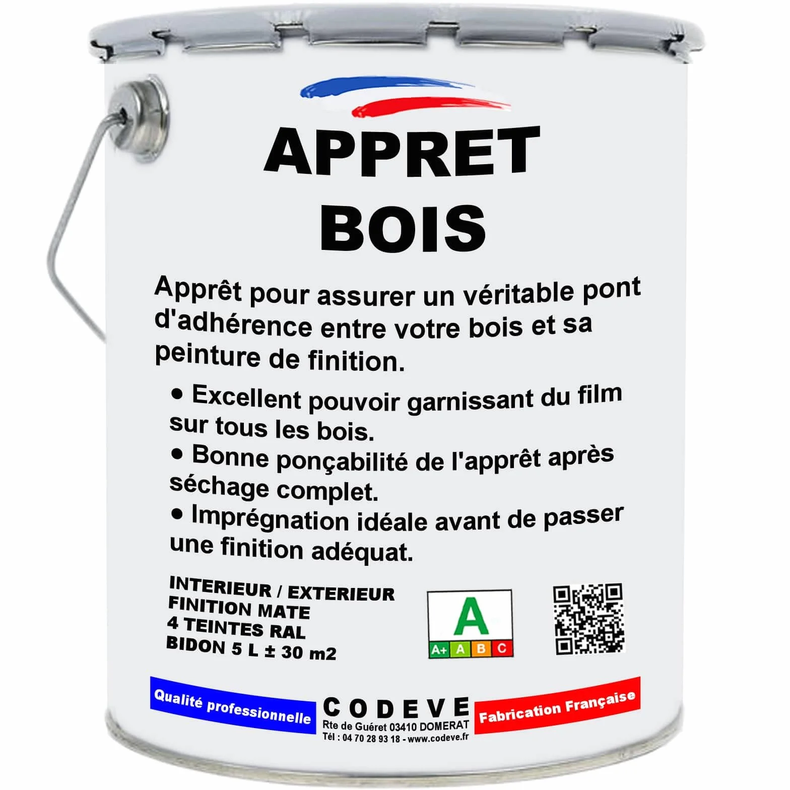 Codeve Bois Appret Bois RAL 7040 Gris Fenêtre 5L Intérieur Extérieur