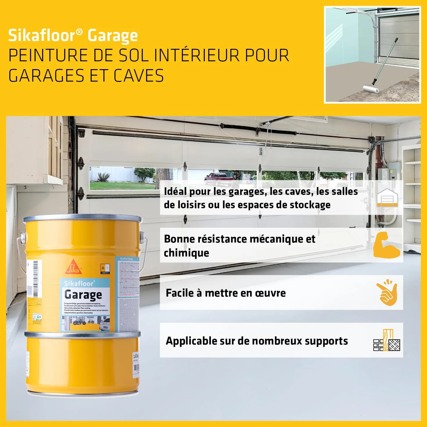 Sikafloor Garage Peinture de sol intérieur Epoxy Gris Silex 6kg