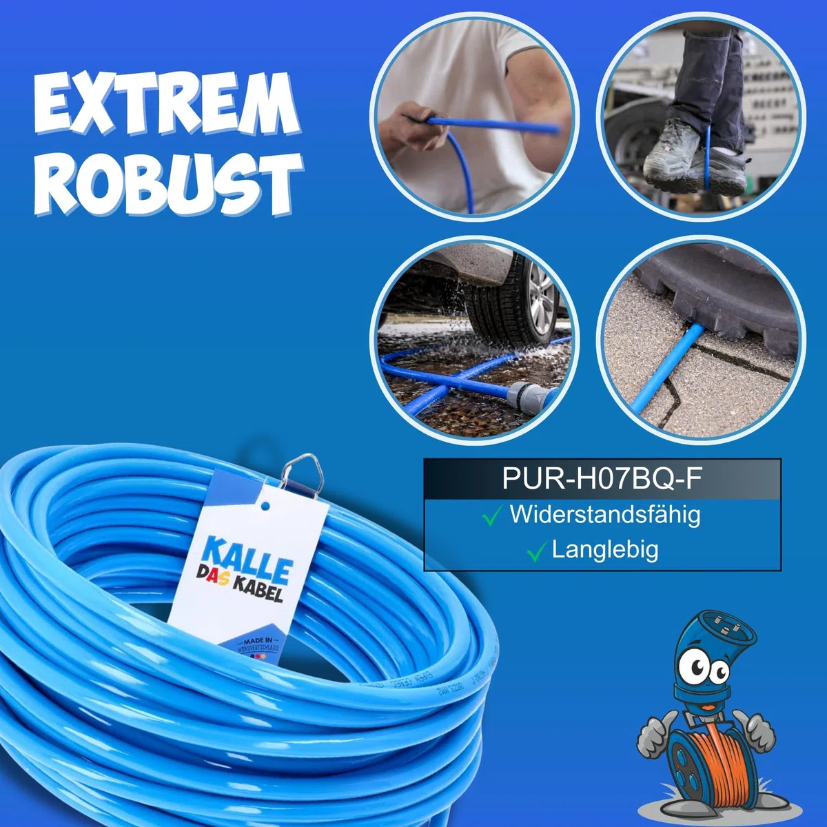 KALLE DAS KABEL Rallonge CEE 230 V H07BQ-F 3G 2,5 mm² 10 mètres