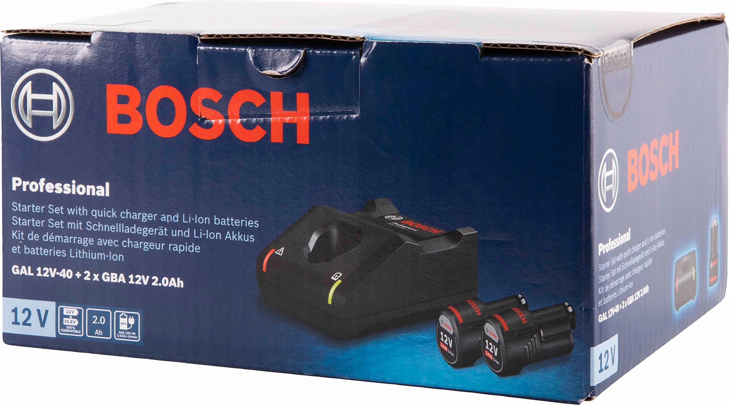 Bosch Professional 12V System Starter-Set 2 Batteries GBA 12V 2.0Ah + Charger GAL 12V-40