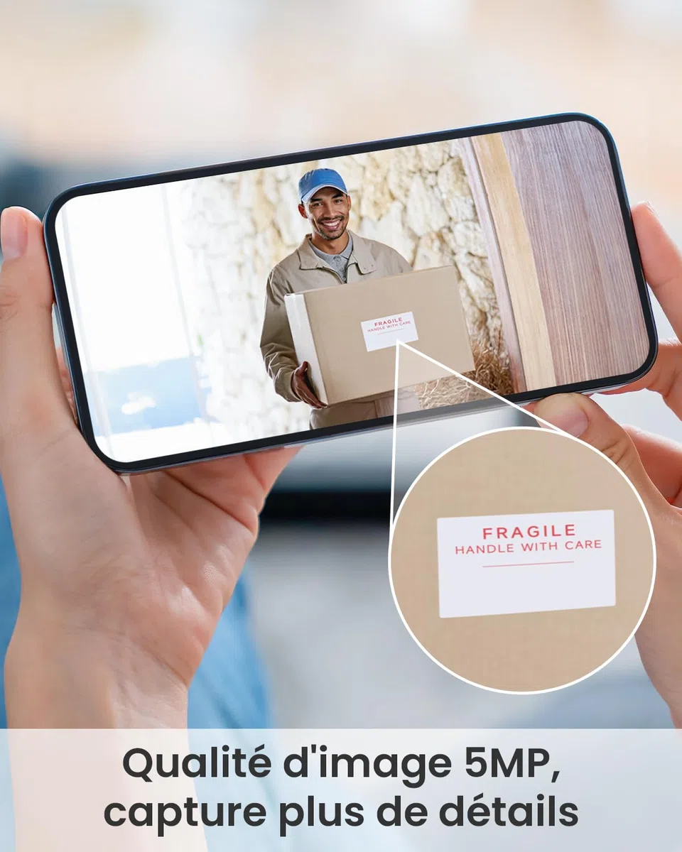 ieGeek 2,5K 5MP Sonnette sans Fil Exterieur Etanche, 166° Sonnette Vidéo Compatible Alexa, IP65, Vision Nocturne, WiFi 2,4 GHz