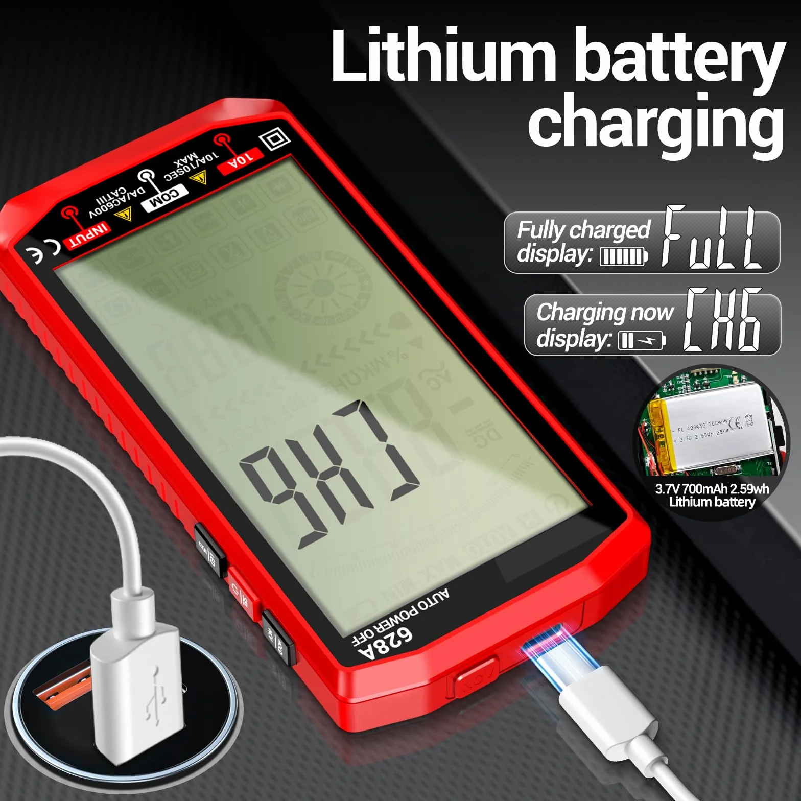 ANENG Multimètre Numérique Rechargeable 6000 Points Mesure Tension AC/DC Courant Résistance Capacité Température Hertz NCV Diode Continuité