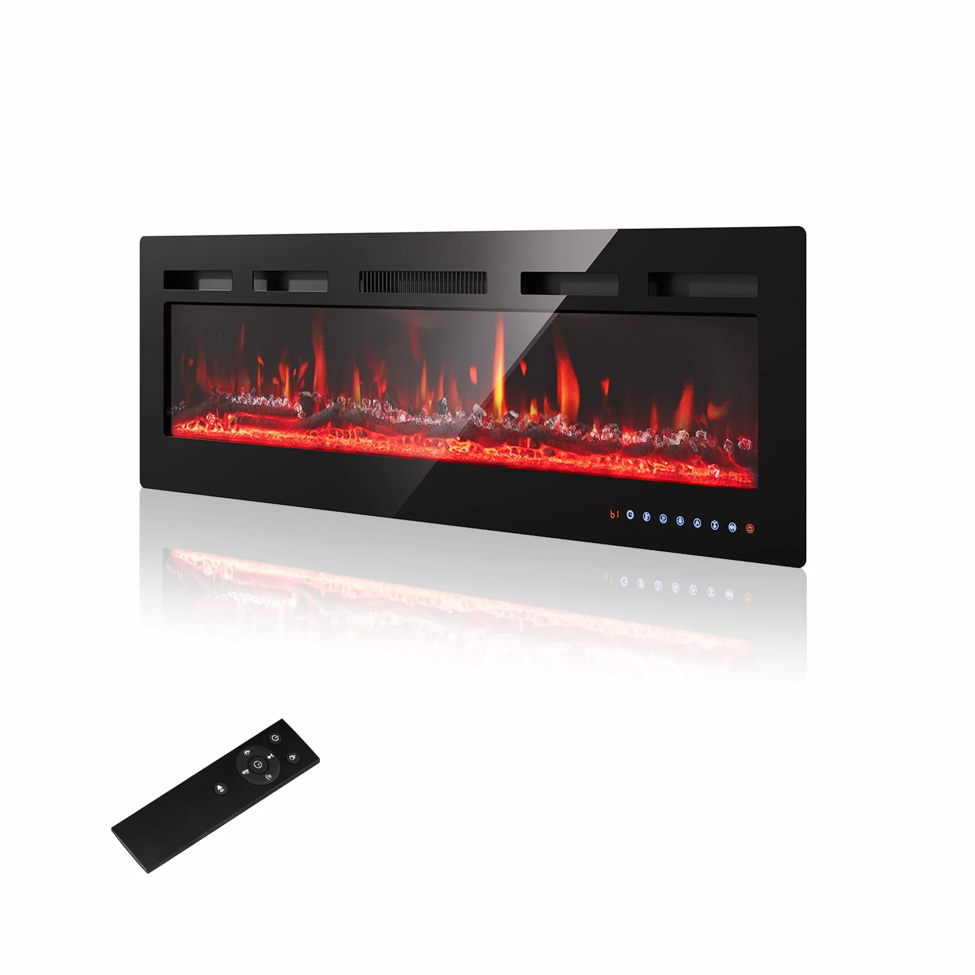 Cheminée Électrique 36" 92cm 900W 1800W Flammes 12 Couleurs Thermostat Précis 15-30°C Écran Tactile Télécommande
