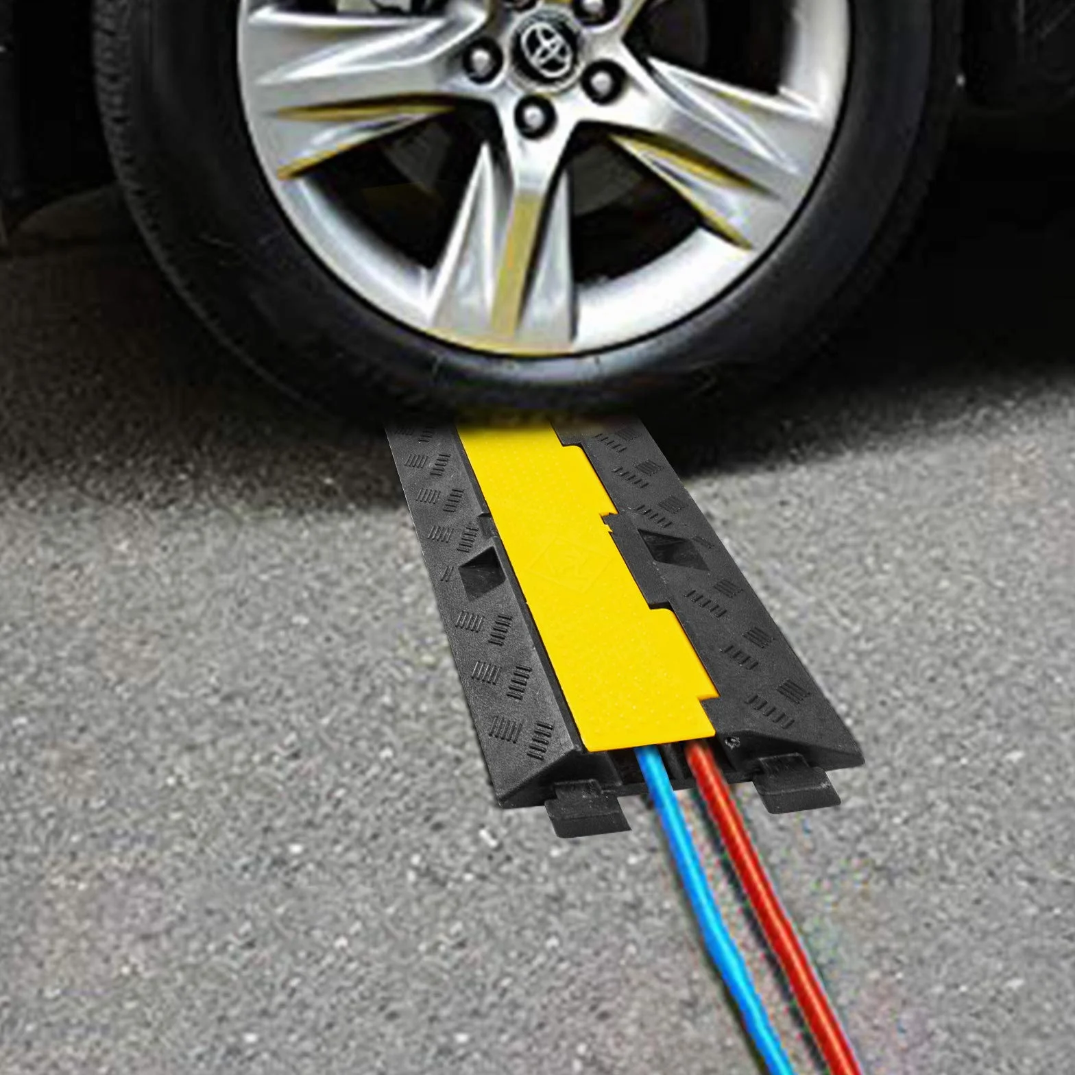 VEVOR 3PCS Rampe Protection Câble 2 Canaux PVC Caoutchouc 101x24,5x5 cm Capacité 4989 kg