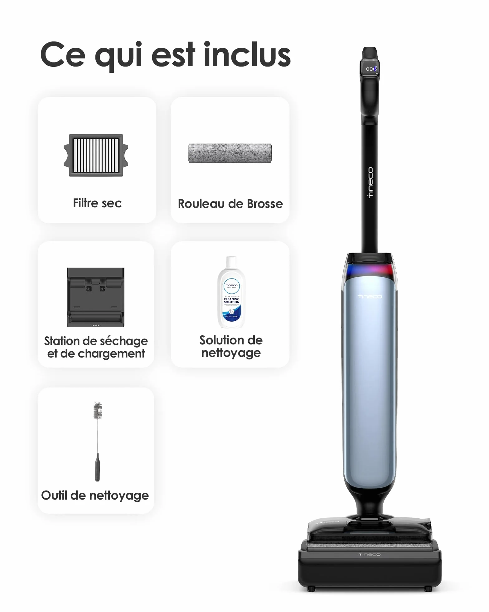 Tineco Floor One S9 Artist Aspirateur Laveur 22 000Pa 360° SmoothDrive Anti-emmêlement 50 Min Autonomie FlashDry 85°C