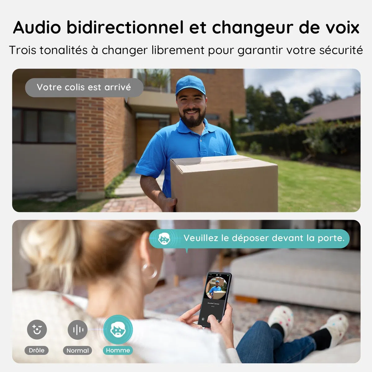 BOIFUN 2K 3MP Sonnette sans Fil Exterieur IP65 Etanche Vue Panoramique 180° Détection IA Compatible Alexa Wi-Fi 2,4 GHz