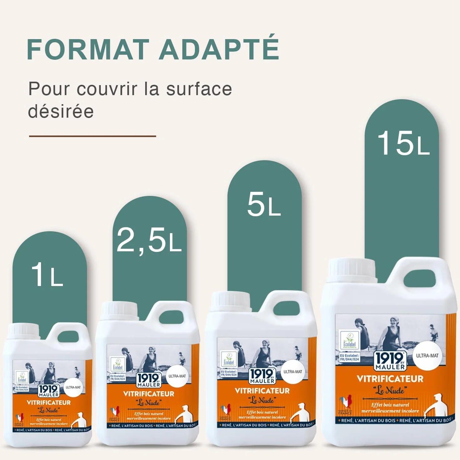 MAULER Vitrificateur Parquet Escalier Ultra Mat Invisible 1L Protection Taches Rayures Usure Longue Durée