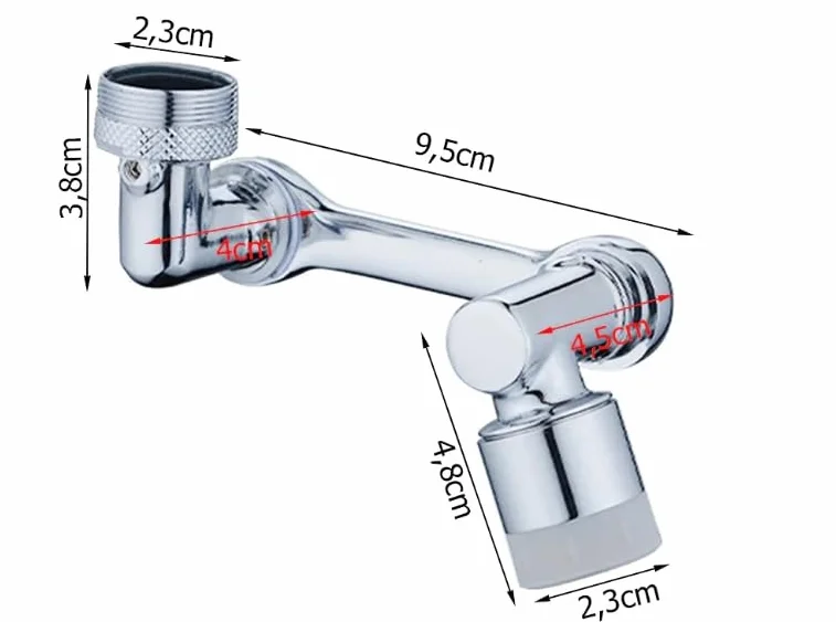 Extension Robinet Rotatif Multifonctionnel 1080° Acier Inoxydable Chrome