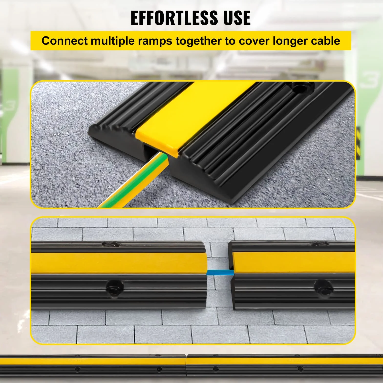 VEVOR Lot de 4 rampes de protection de câble en caoutchouc à 1 canal, capacité de charge 8 164,7 kg