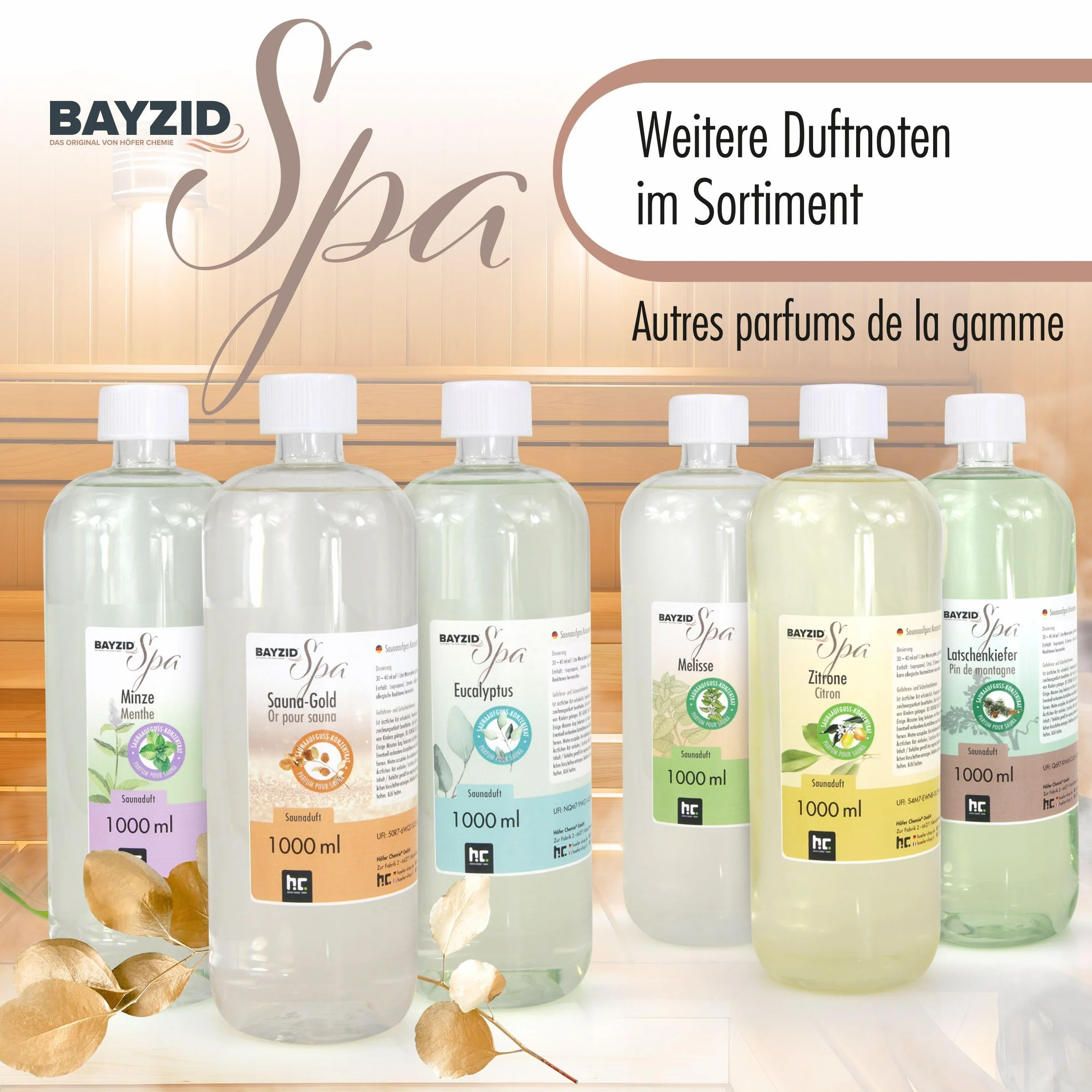 BAYZID® Spa Parfum Sauna Eucalyptus concentré d'infusion 1 L