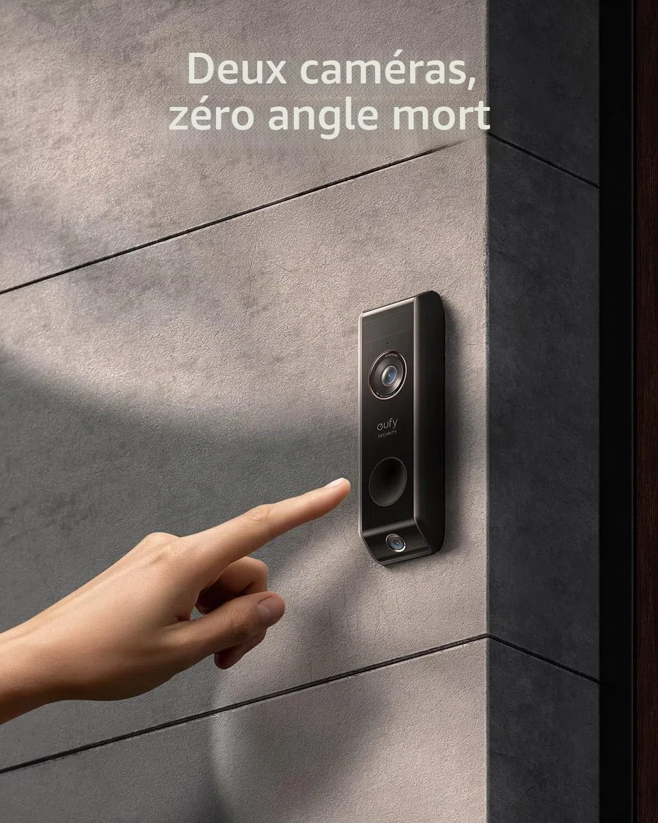 eufy Security Video Doorbell S330 Sonnette sans Fil 2K HD avec 2 Cameras sur Batterie, HomeBase, Double Détection des Mouvements et Colis, 16G Stockage Local