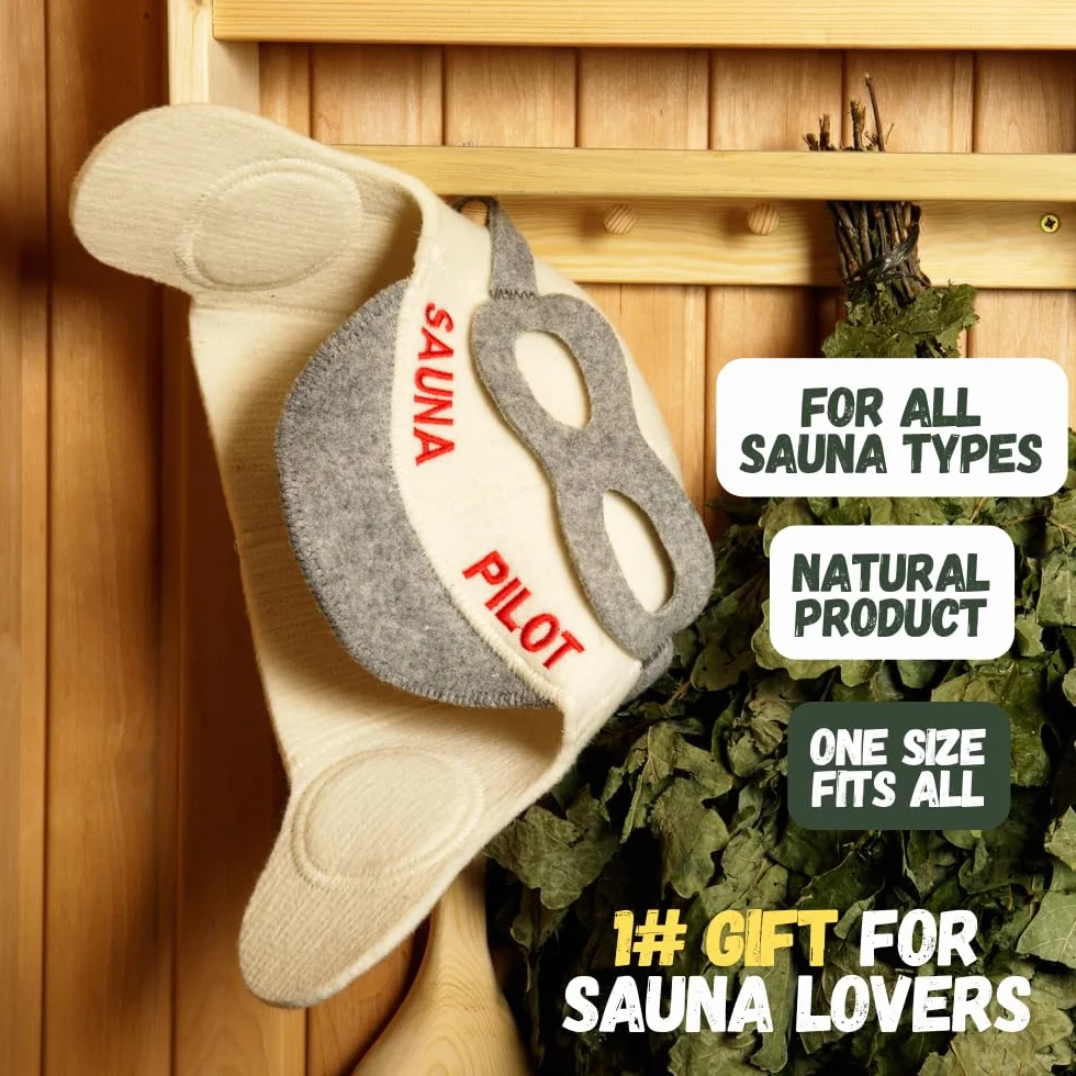 Chapeau de Sauna 'Sauna Pilot' Blanc - Chapeau en Feutre de Laine Biologique