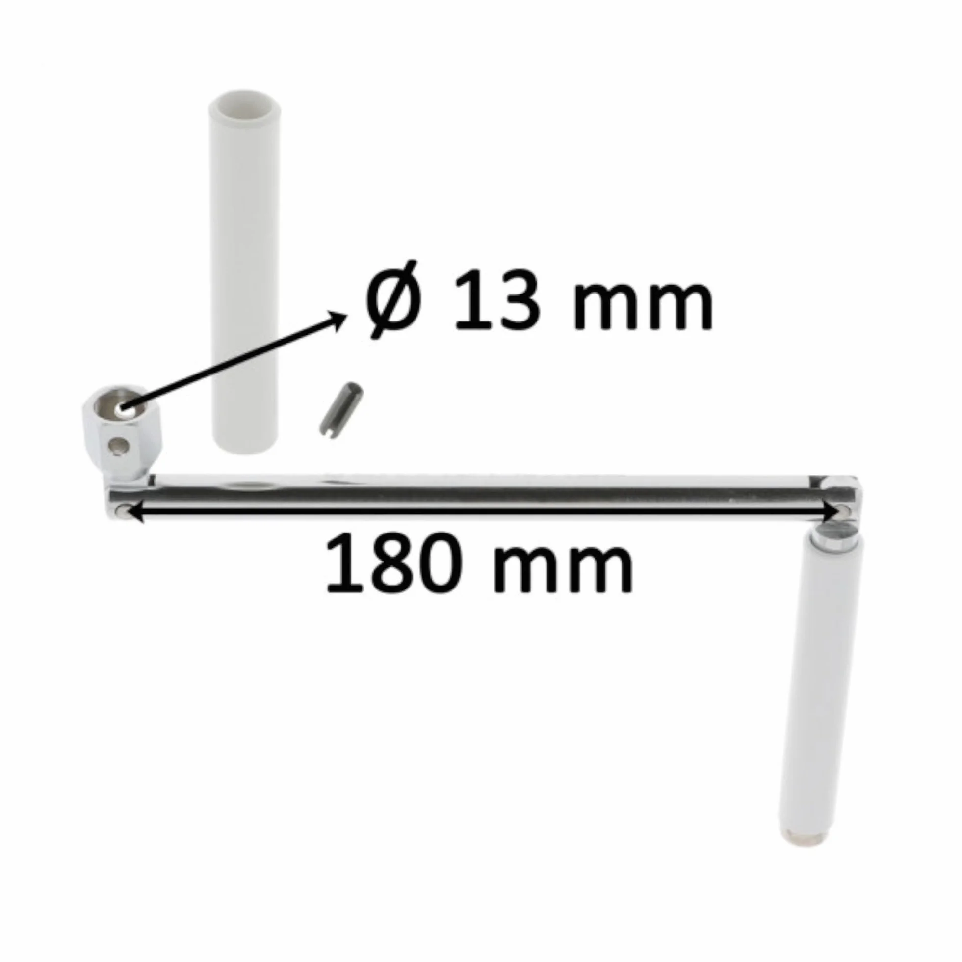 Poignée de manivelle articulée pour volet roulant en acier Ø13mm longueur 325mm