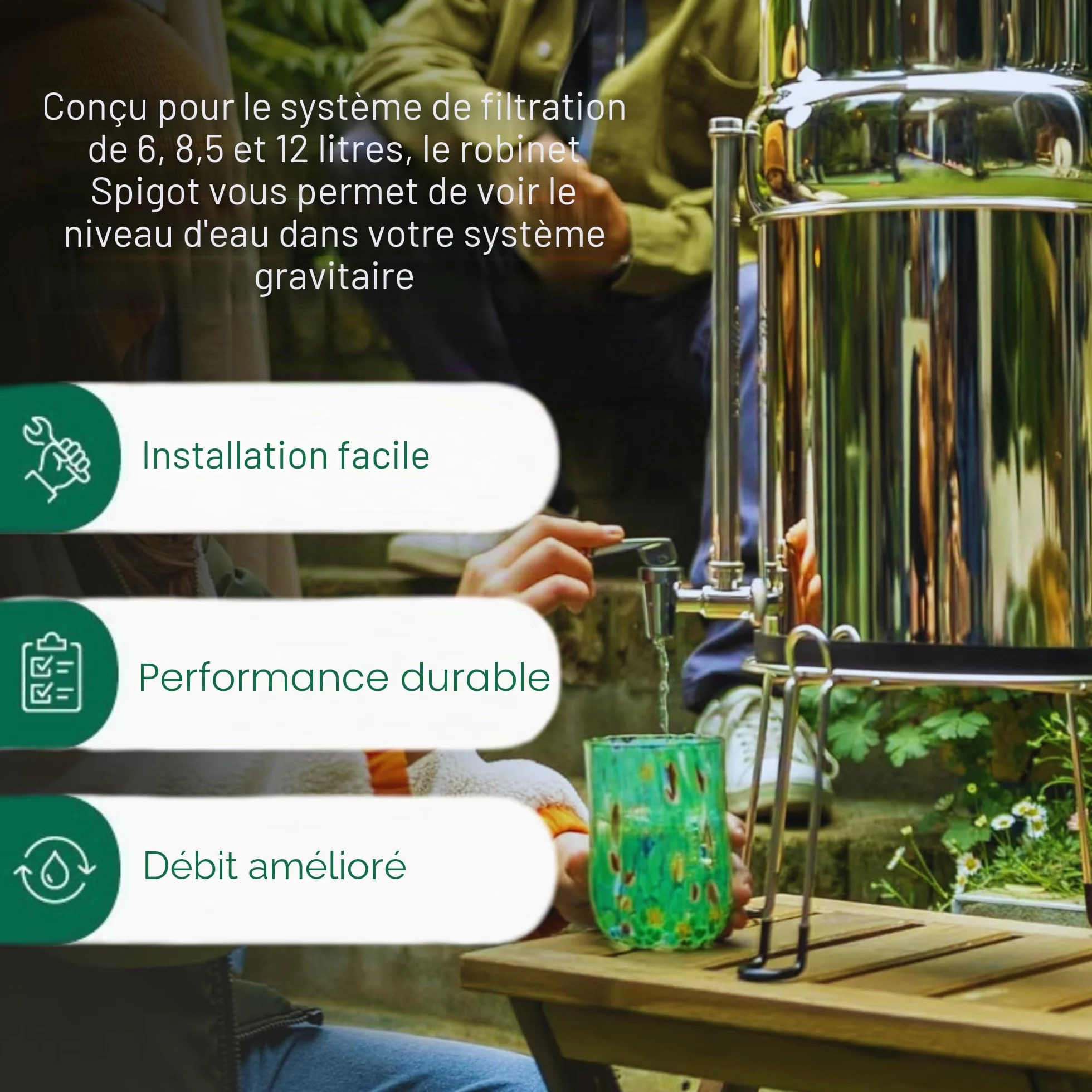 British Berkefeld Robinet À Bec En Acier Inoxydable Avec Jauge De Niveau D'eau Compatible 6-12 Litres