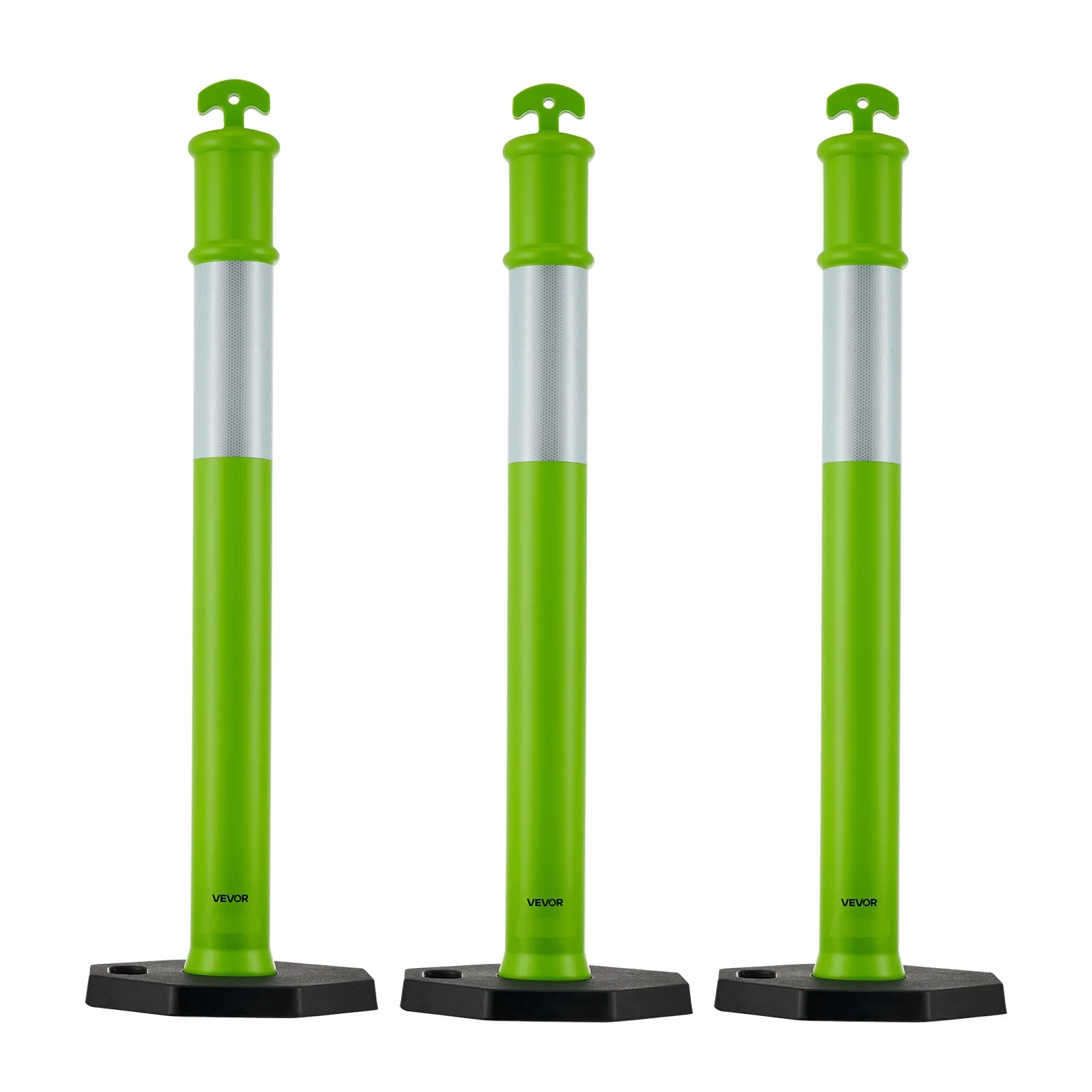 VEVOR Poteau de Signalisation 114 cm, Balise de Délimitation avec Base Lestée et Bandes Réfléchissantes, Vert