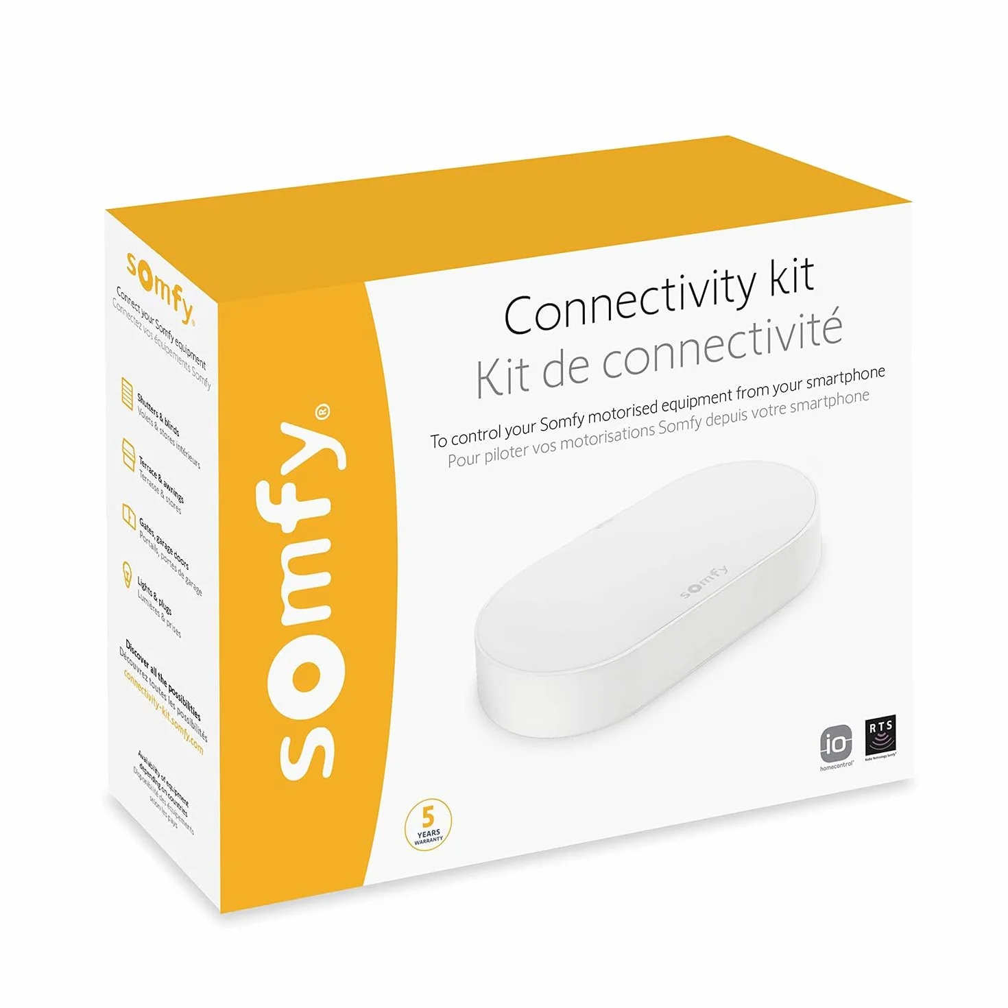 Somfy Kit de connectivité pour contrôler les moteurs et l'éclairage avec smartphone compatible io RTS Assistant Google Amazon Alexa HomeKit