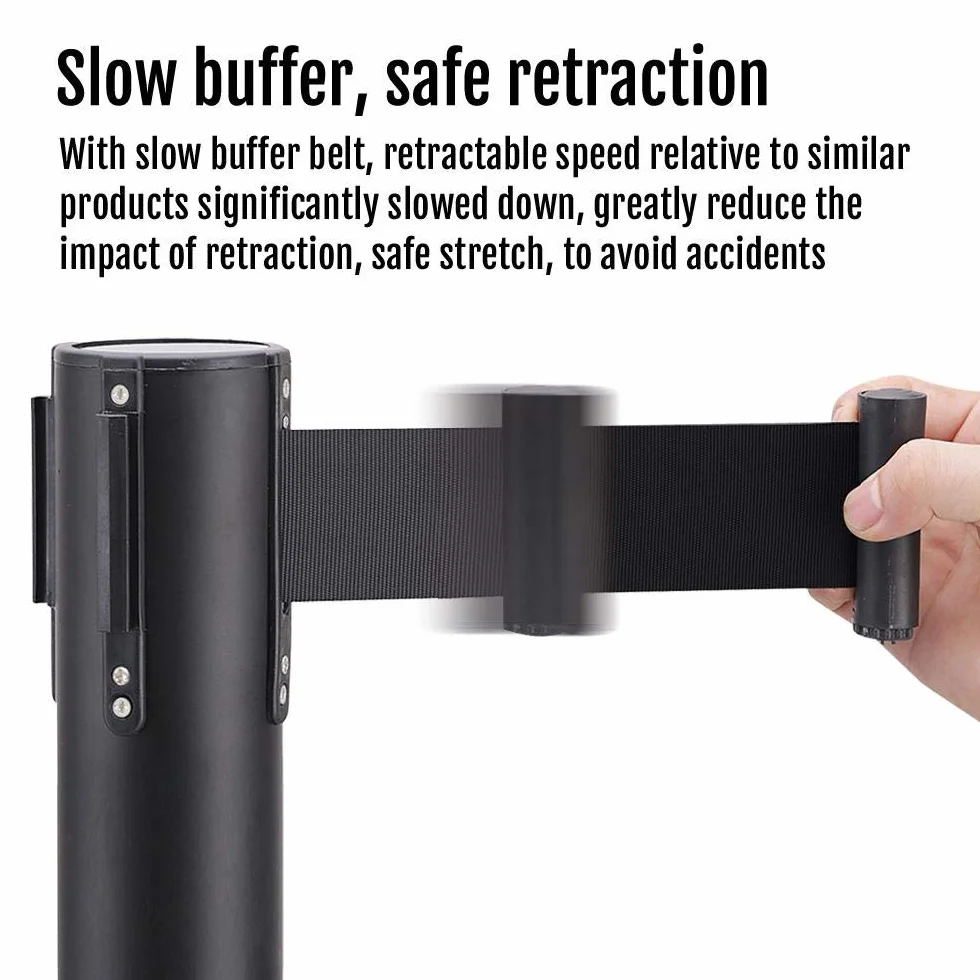 Yaheetech Barrière de Guidage Rétractable 8 Poteaux avec Corde 2M Système de Balisage