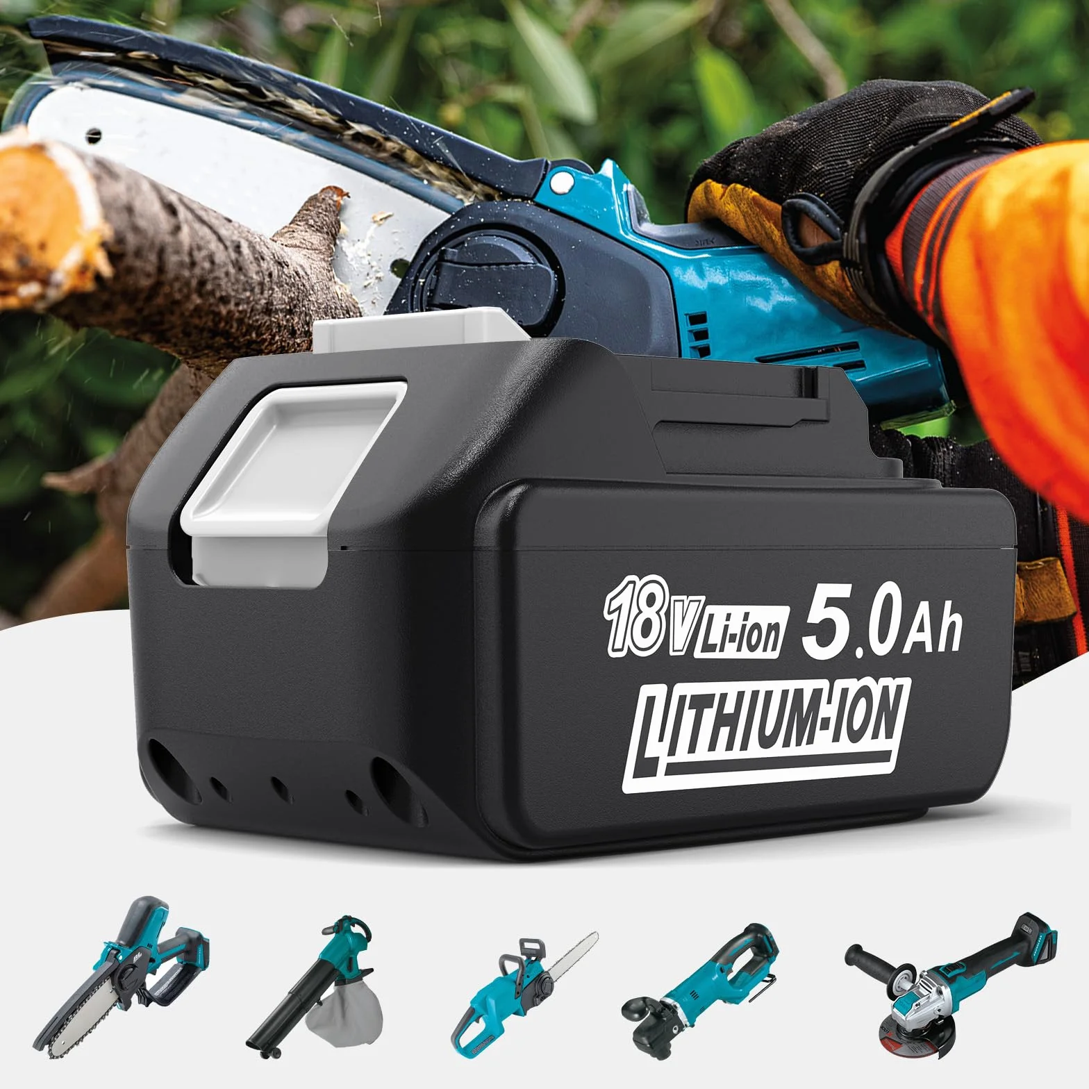 Makita Batterie de rechange 18V 5,0Ah Li-ion 2 pièces compatible BL1850B BL1850 BL1860B BL1860 LXT-400