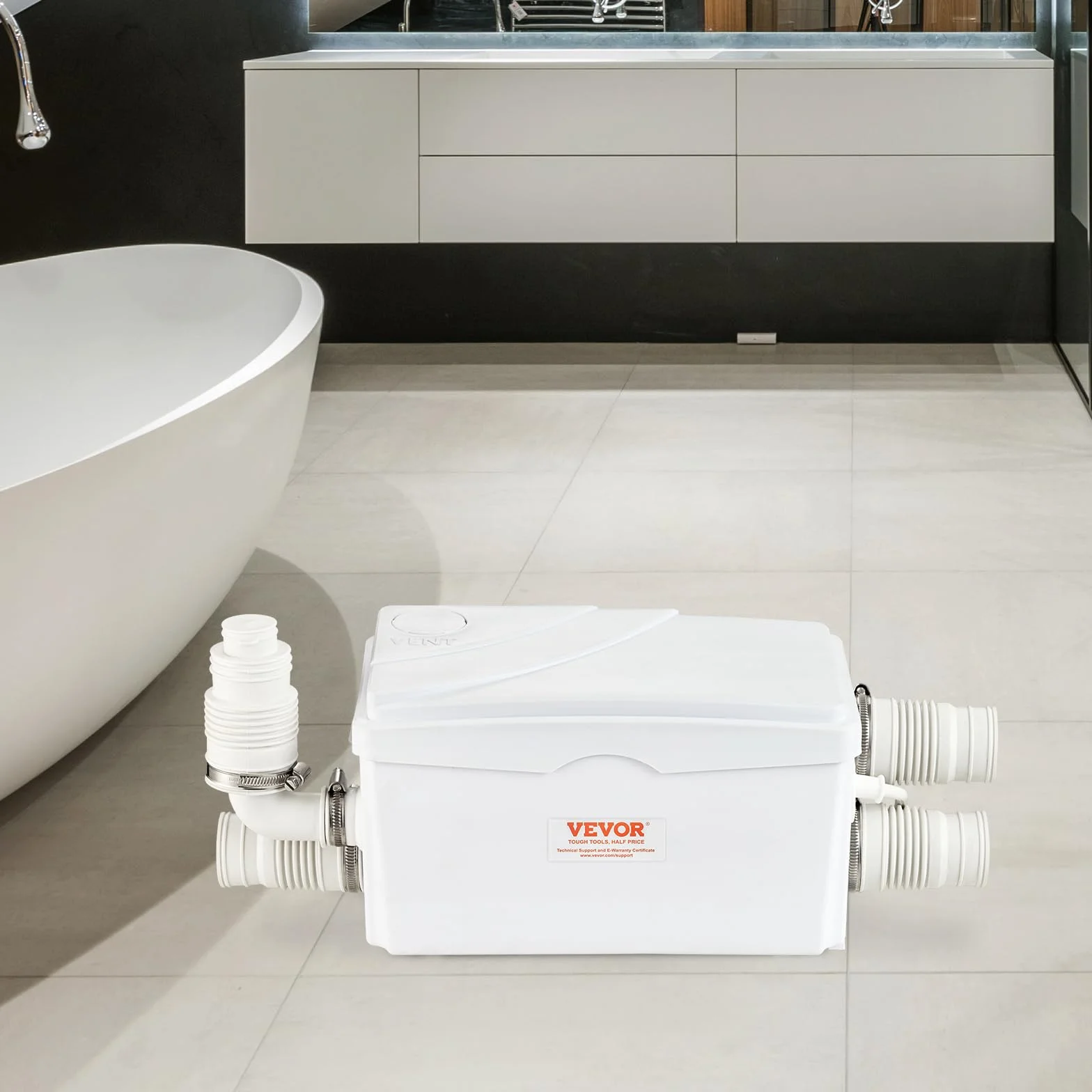 VEVOR Pompe de relevage eaux grises 350 W 6000 L/h 7 m 3 entrées d'eau