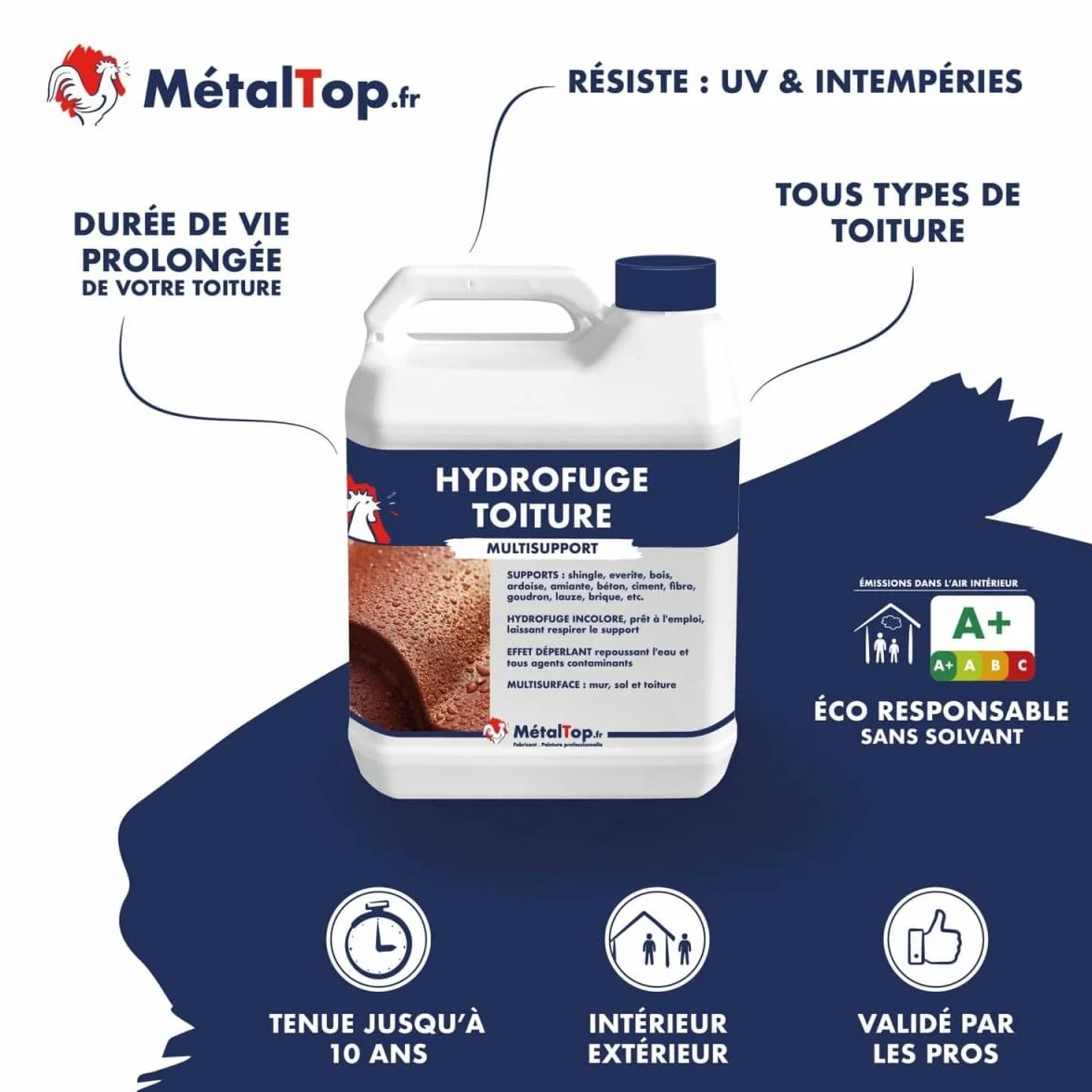 Métaltop Hydrofuge Toiture 20 L Multisupport Protection Anti-humidité