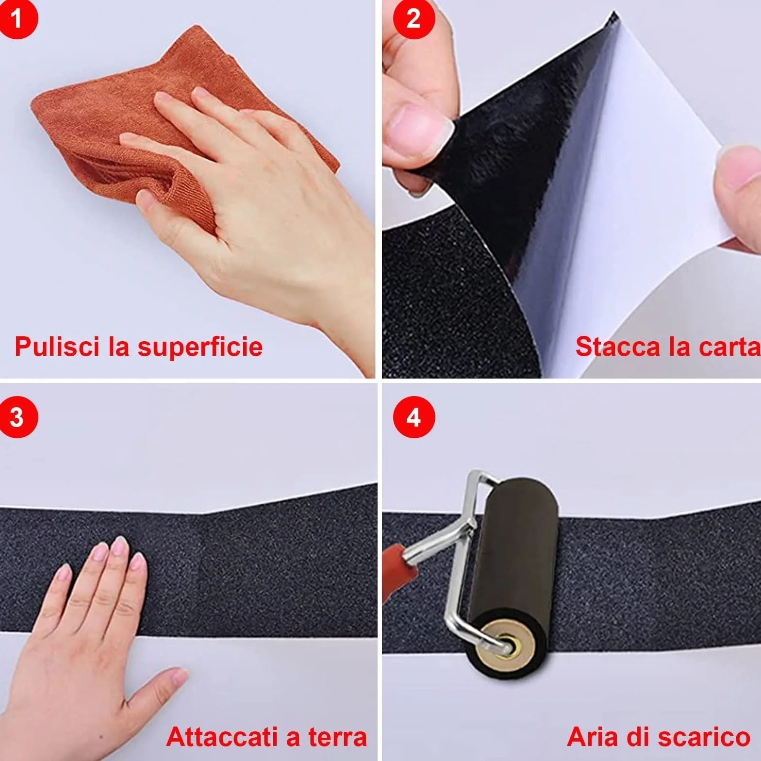 BOMEI PACK Ruban adhésif antidérapant 50 x 10 cm lot de 2 noir