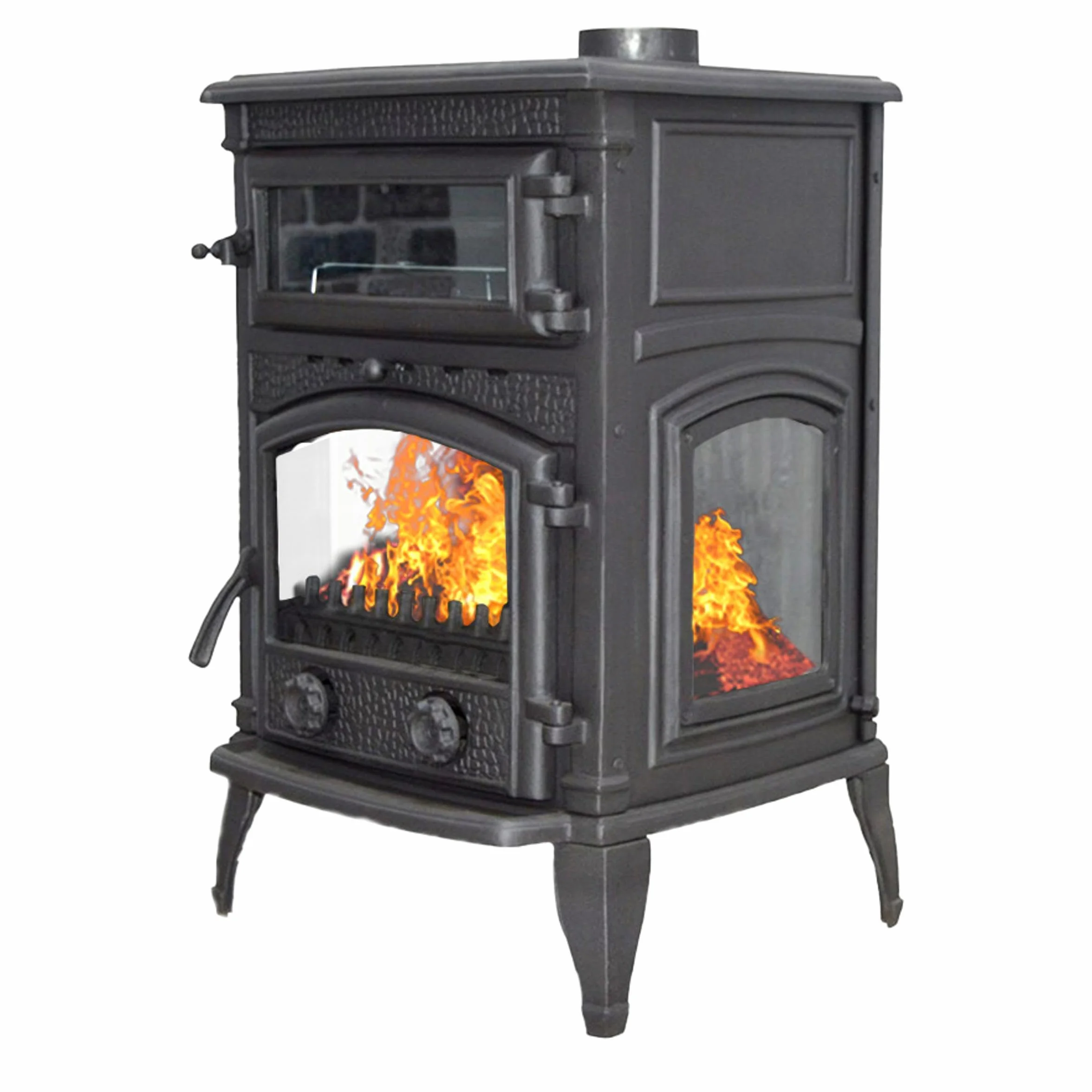 EIDER Poêle à bois 18,33 kW Cuella Iron Four 100 x 44 x 55 cm 277 m³ Classe A Fonte triple vision