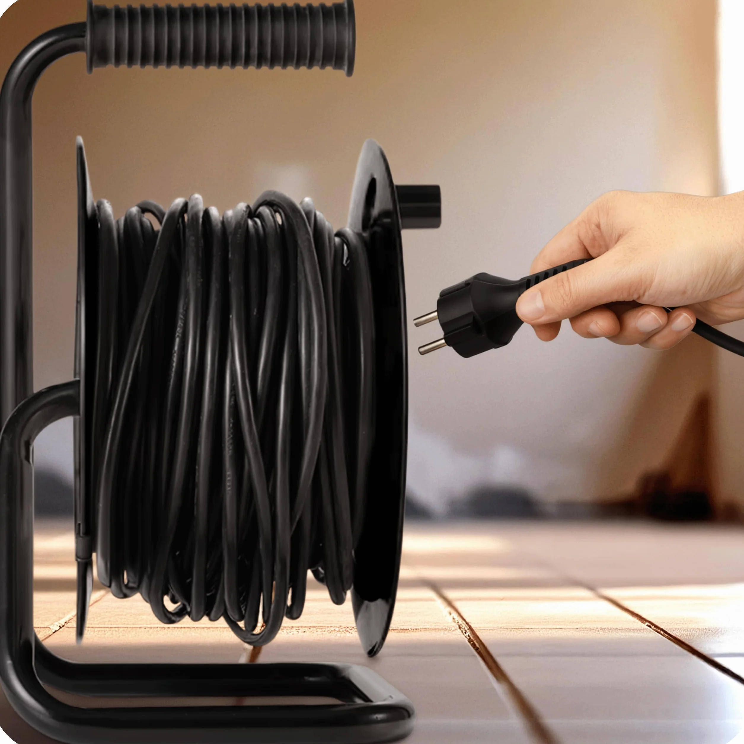 KRUMAD Enrouleur de câble 50 m 4 prises 3x1 mm² 2000 W 220 V extérieur