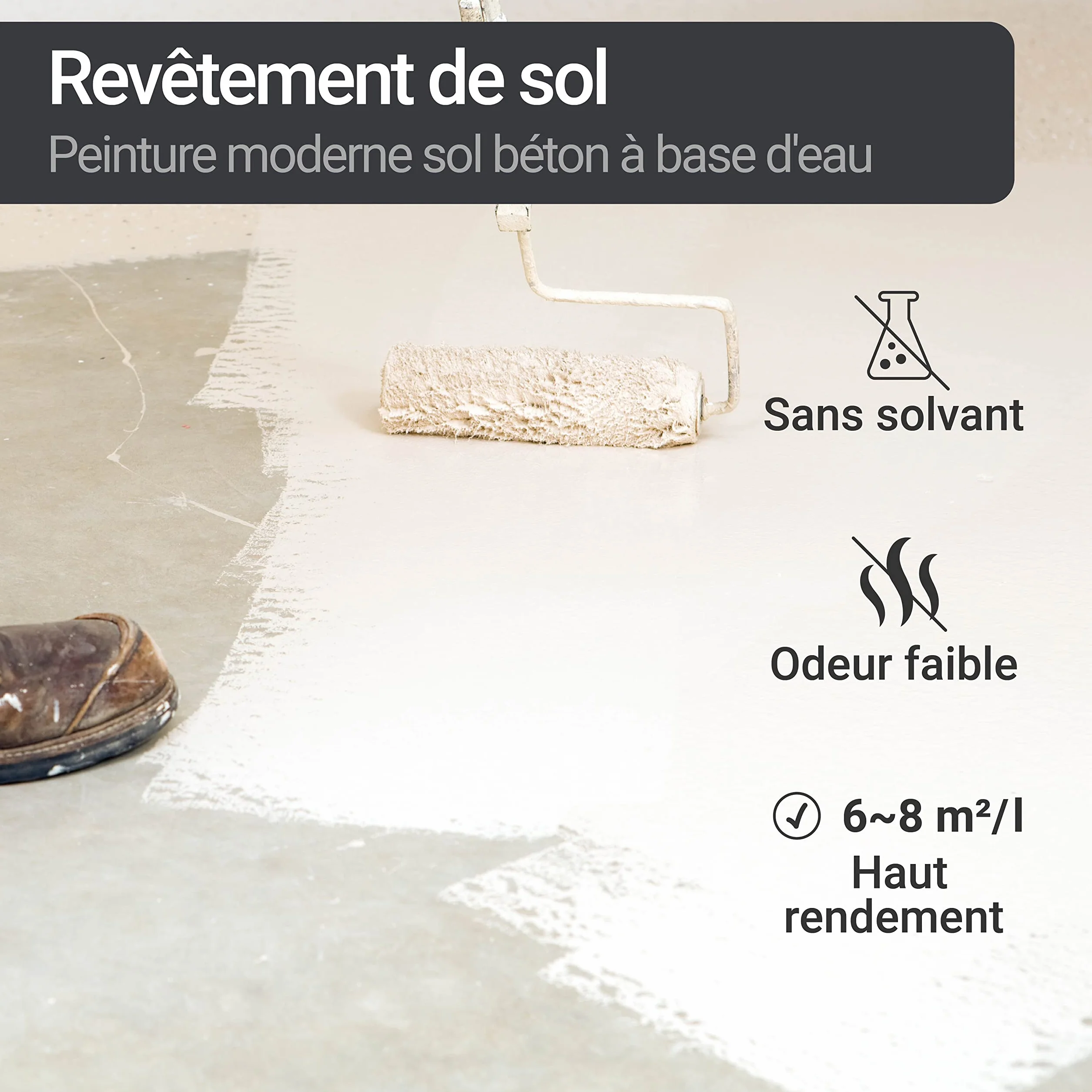 WO-WE Peinture Revêtement Sol Béton Ciment W700 RAL 1001 Beige 10L