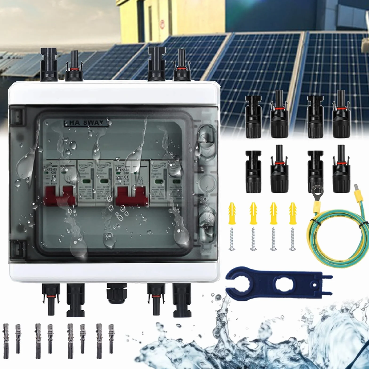 Disjoncteur DC Protection Contre Les Surtensions PV 2 Chaînes 1000V 40A 20-40KA IP65 Boîte Connexion Solaire