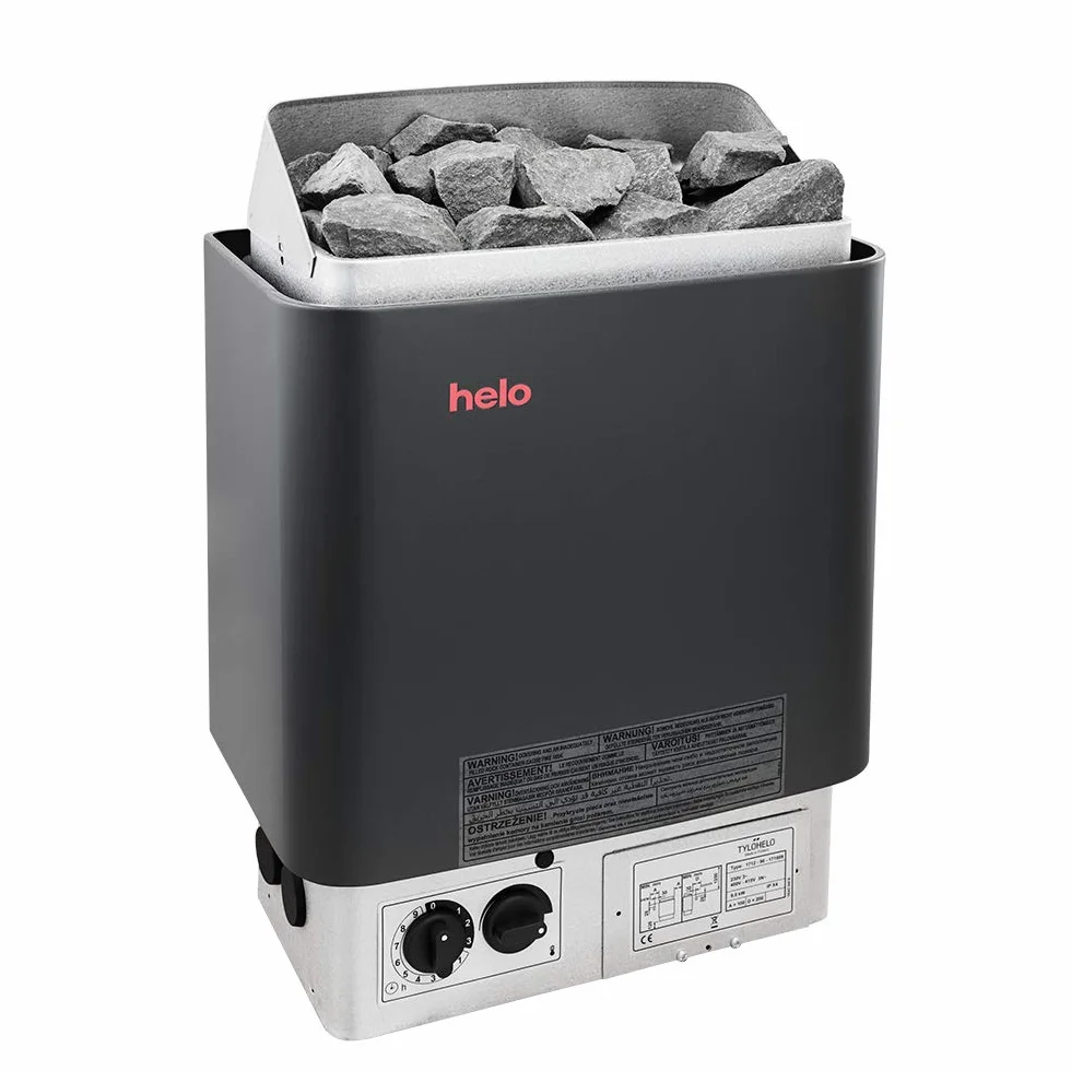 Sauna Poêle Électrique HELO CUP Graphite 4.5-9.0 kW 230V 400V avec Unité de Contrôle Intégrée