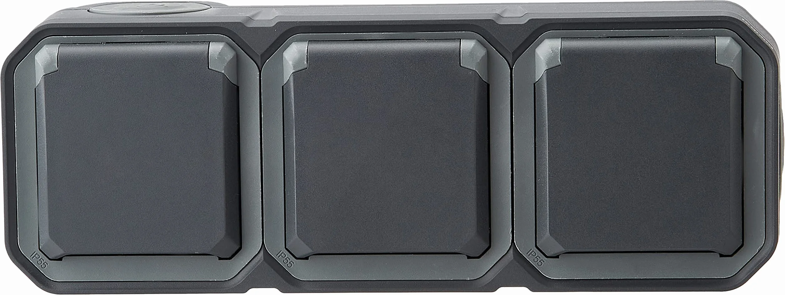 Legrand Plexo Triple Prise de Courant avec Terre Étanche 16A 250V Montage Apparent Horizontal Anthracite