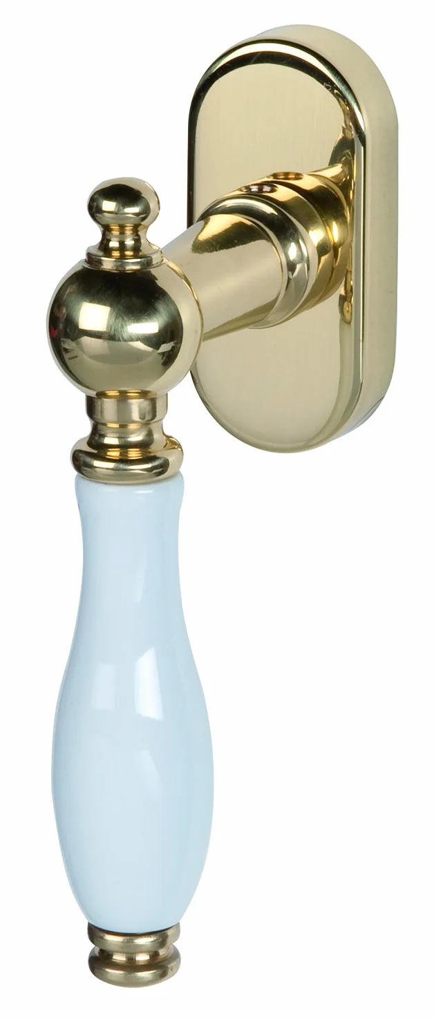 Alpertec Nany Poignée de fenêtre en porcelaine et laiton poli Blanc 40 mm