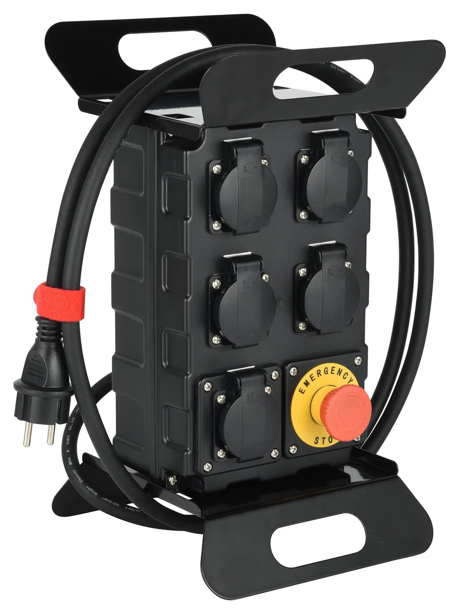 Electraline Coffret de Chantier 16A 5 Prises Françaises IP44 avec Disjoncteur Différentiel 30mA