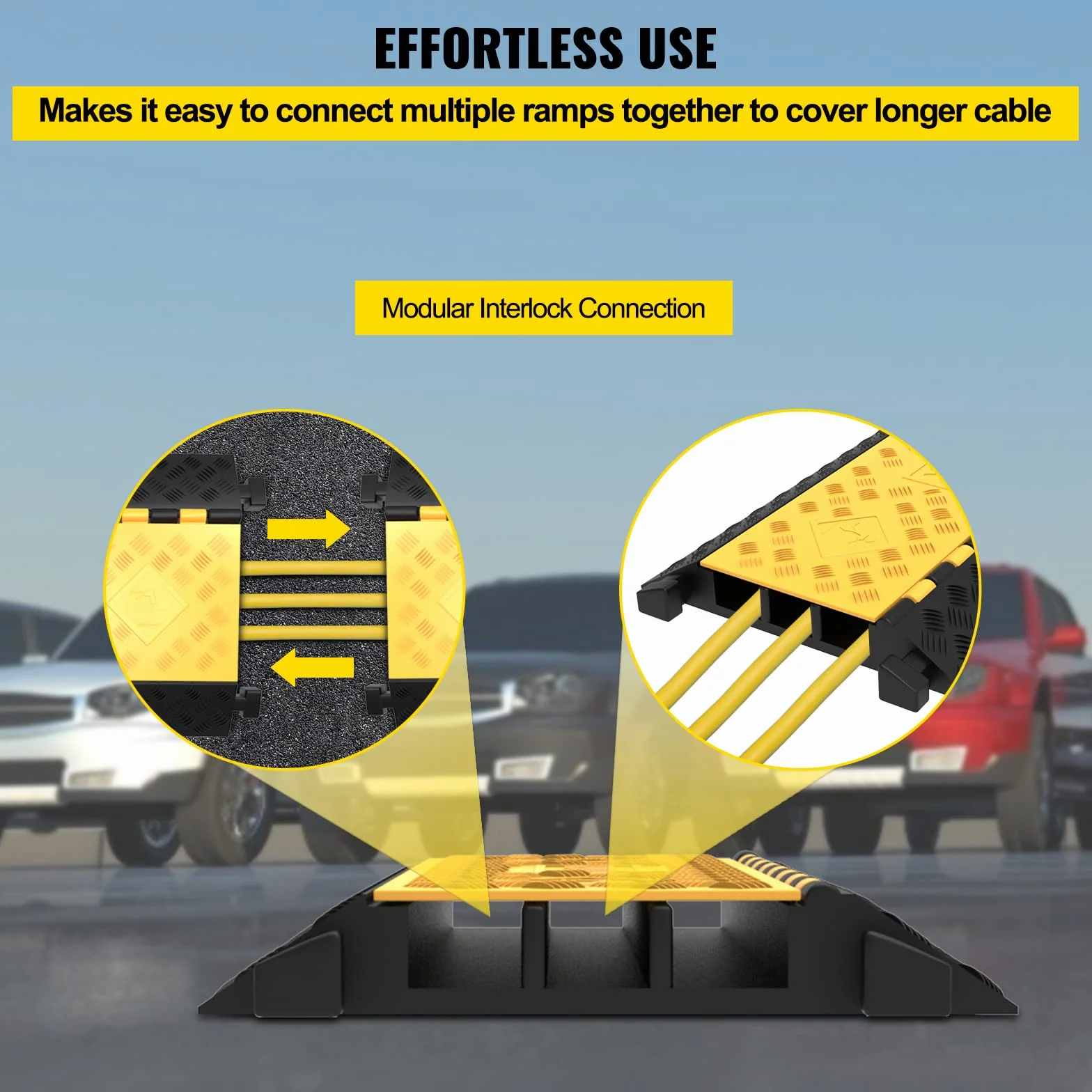 VEVOR Rampe de Protection de Câble 2993 kg 3 Canaux Passe Câble Sol