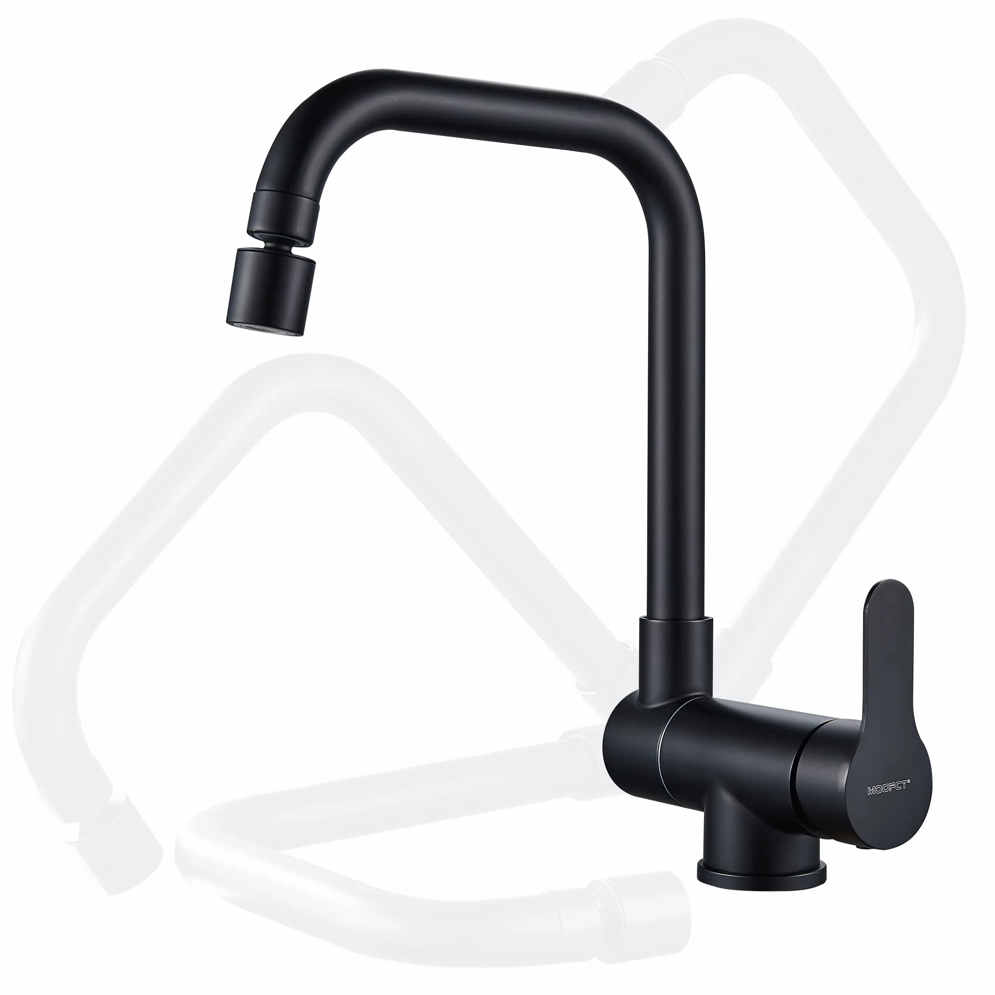 Robinet de cuisine rotatif 360° 2 modes pulvérisation pliable levier unique noir mat