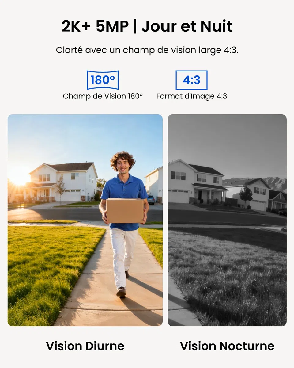 Reolink 5MP Sonnette Vidéo PoE Caméra avec Chime, Vue 3:4 Tête aux Pieds, Audio Bidirectionnel, Détection Colis/Personne, Étanche, Alertes Intelligentes, Compatible NVR (Filaire, Version 2024)